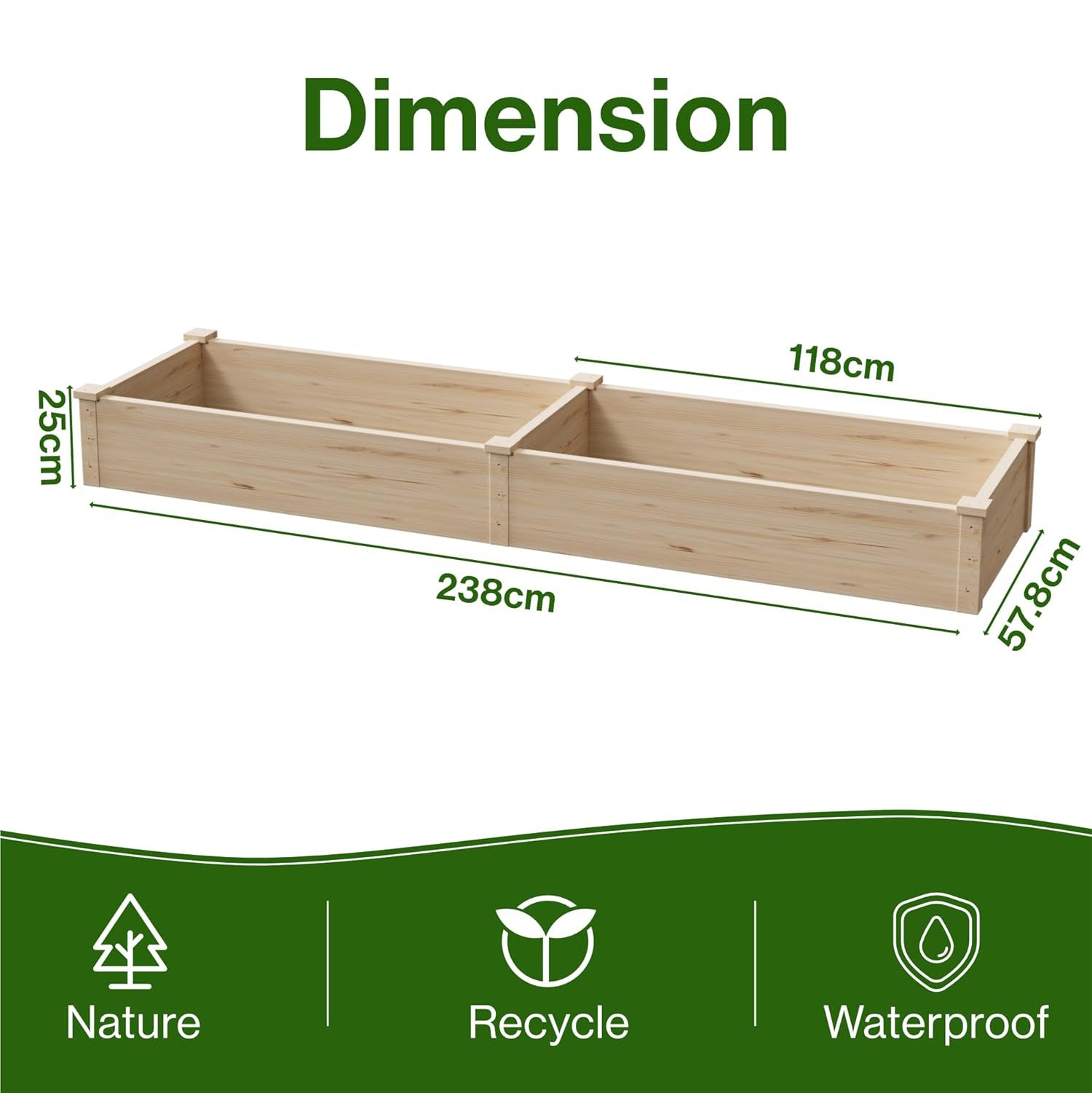 Wooden Raised Garden Bed Elevated Planter Box Open-ended Base Growing Herbs
