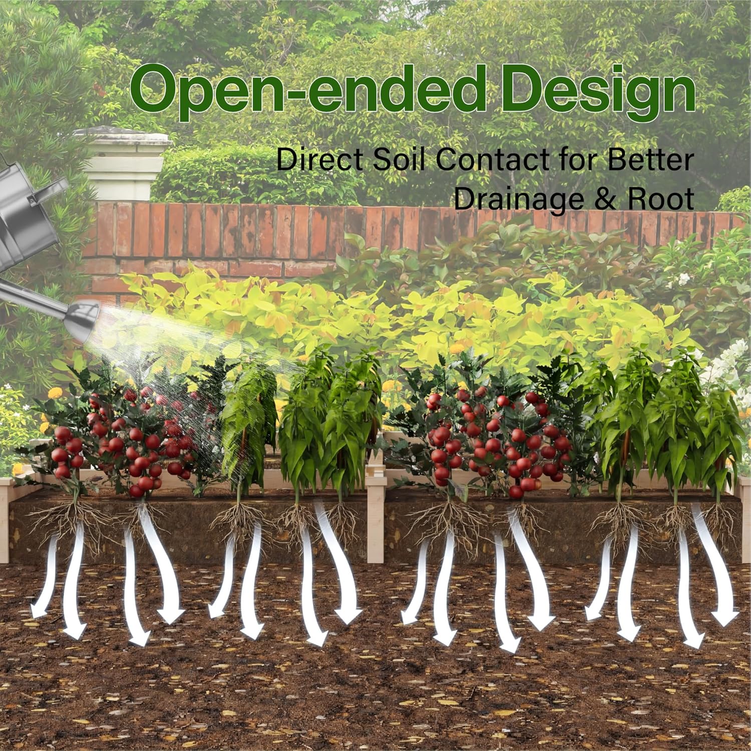 Wooden Raised Garden Bed Elevated Planter Box Open-ended Base Growing Herbs