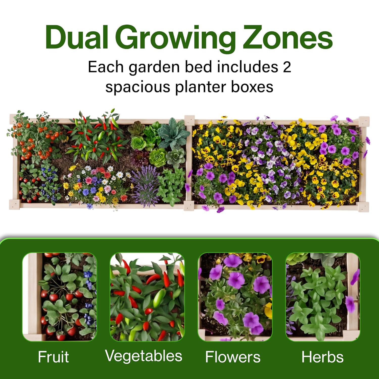 Wooden Raised Garden Bed Elevated Planter Box Open-ended Base Growing Herbs