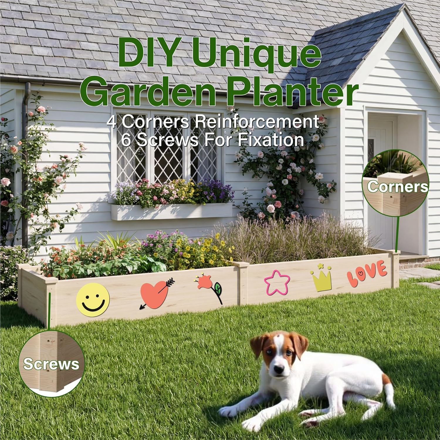 Wooden Raised Garden Bed Elevated Planter Box Open-ended Base Growing Herbs