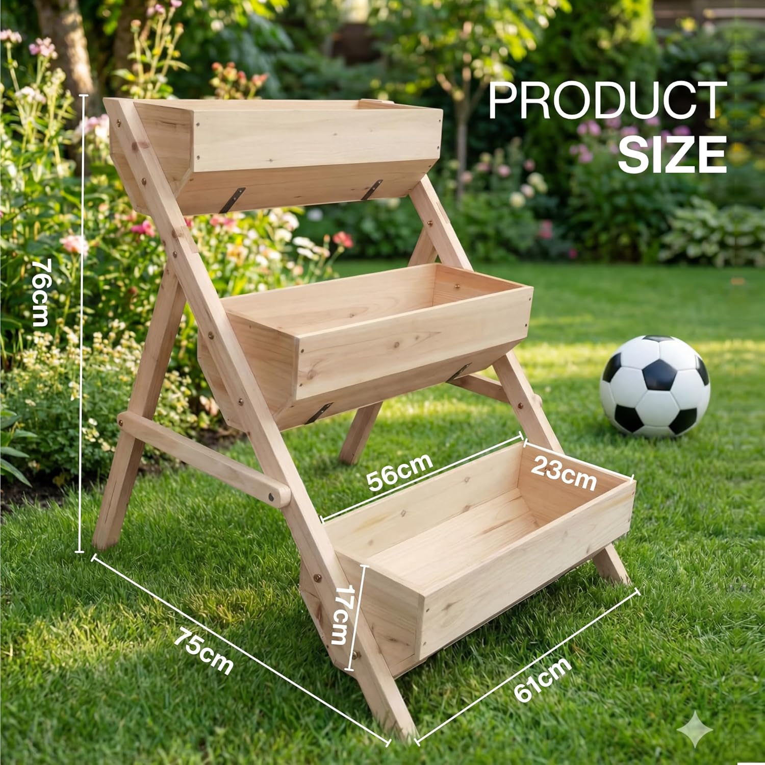 3-Tier Raised Garden Bed Large Wooden Elevated Planter Box Plant Stand Flowers