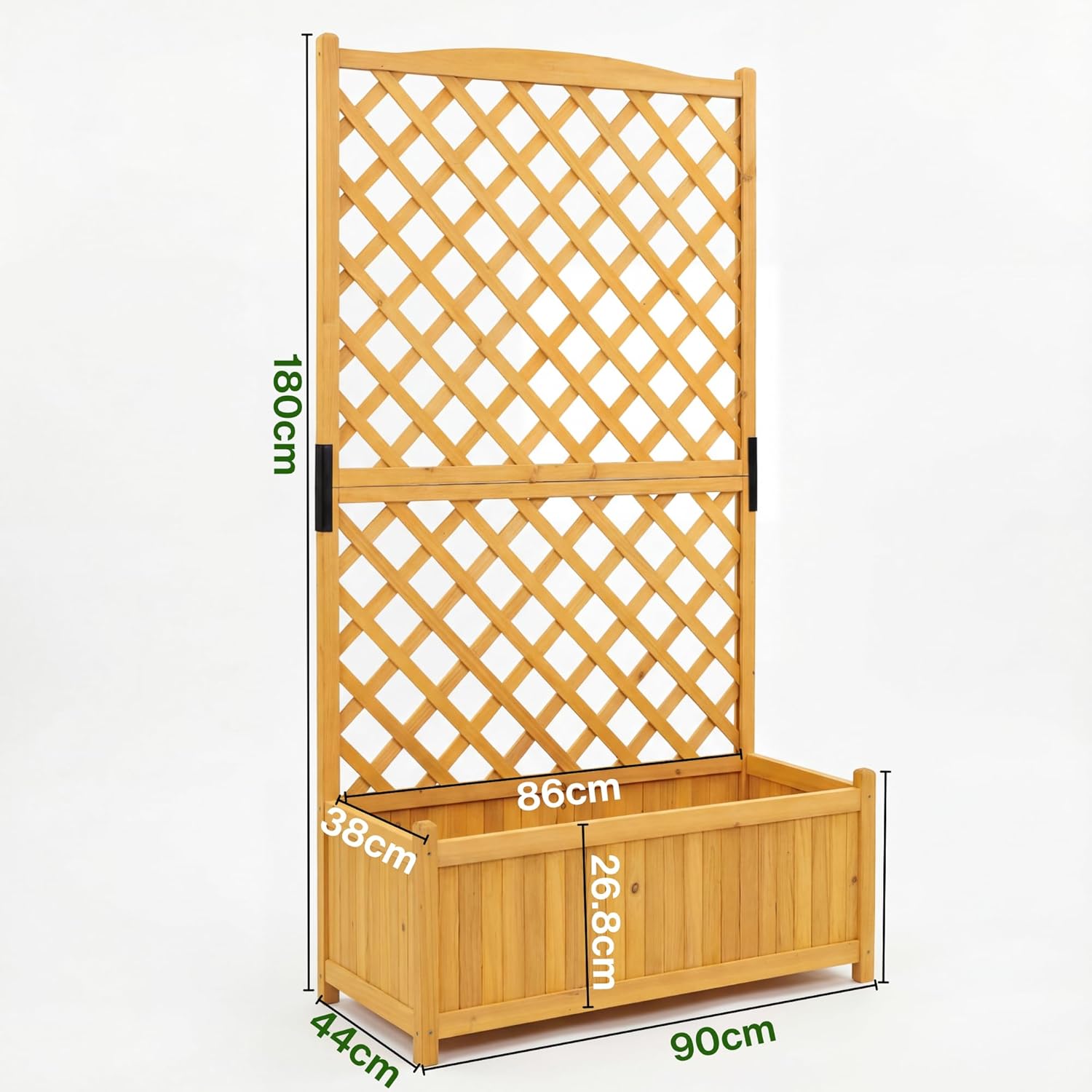 Large Rectangular Wooden Planter with Lattice Trellis Panel Climbing Plants Vine