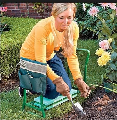 Garden Kneeler 2-in-1 Folding Gardening Padded Seat and Kneeling Stool Tool Bag