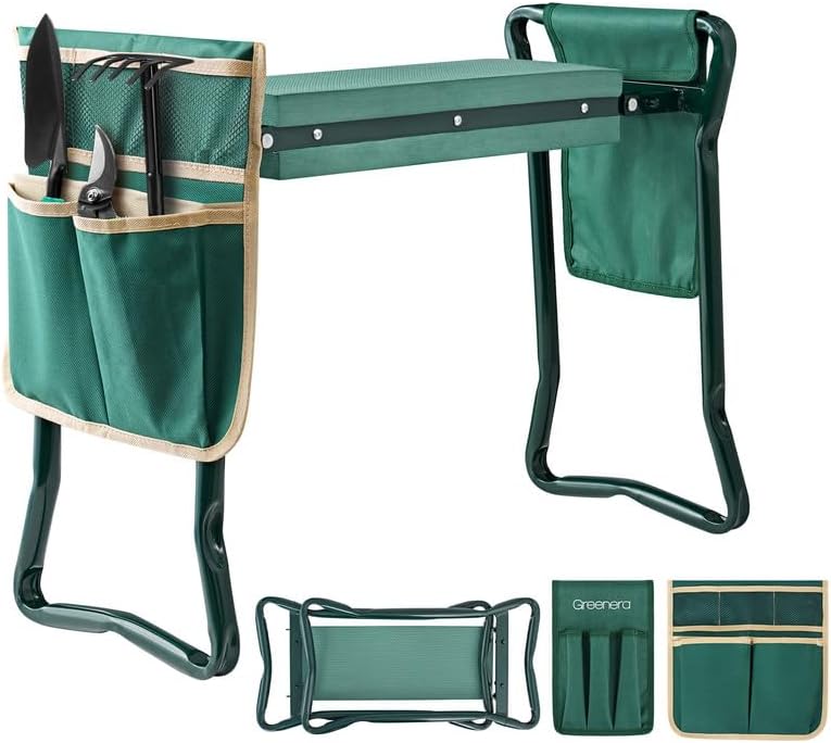 Garden Kneeler with Handles Soft Foam Kneeling Pad Portable Seat Tool Pouch