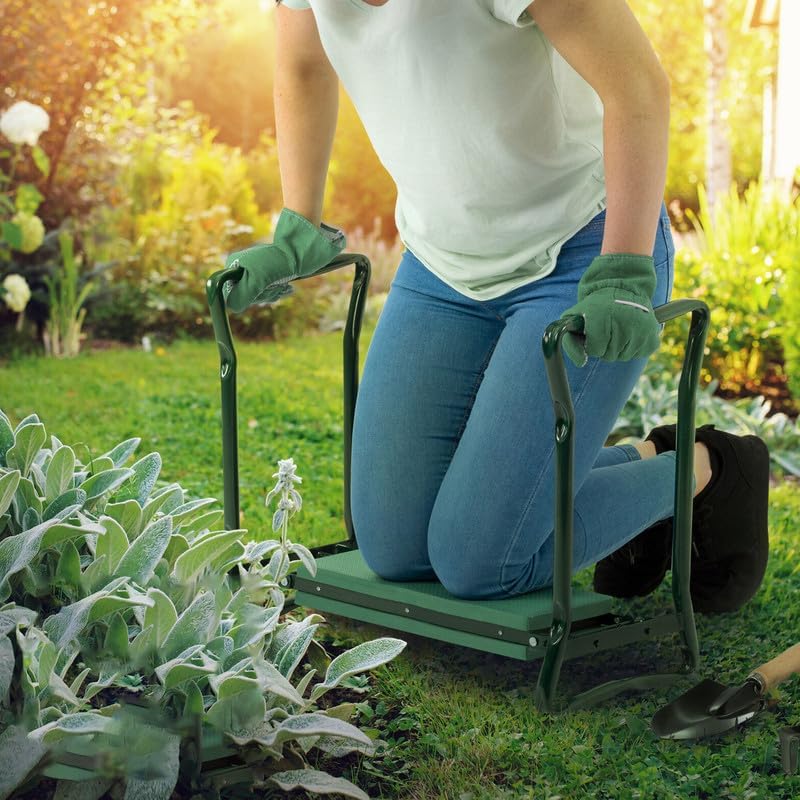 Garden Kneeler with Handles Soft Foam Kneeling Pad Portable Seat Tool Pouch