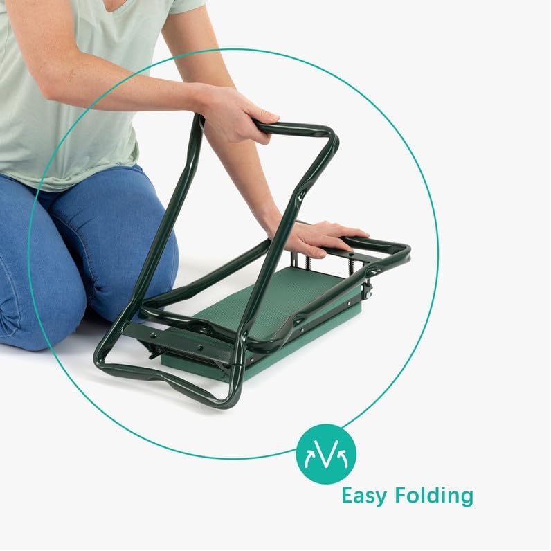 Garden Kneeler with Handles Soft Foam Kneeling Pad Portable Seat Tool Pouch