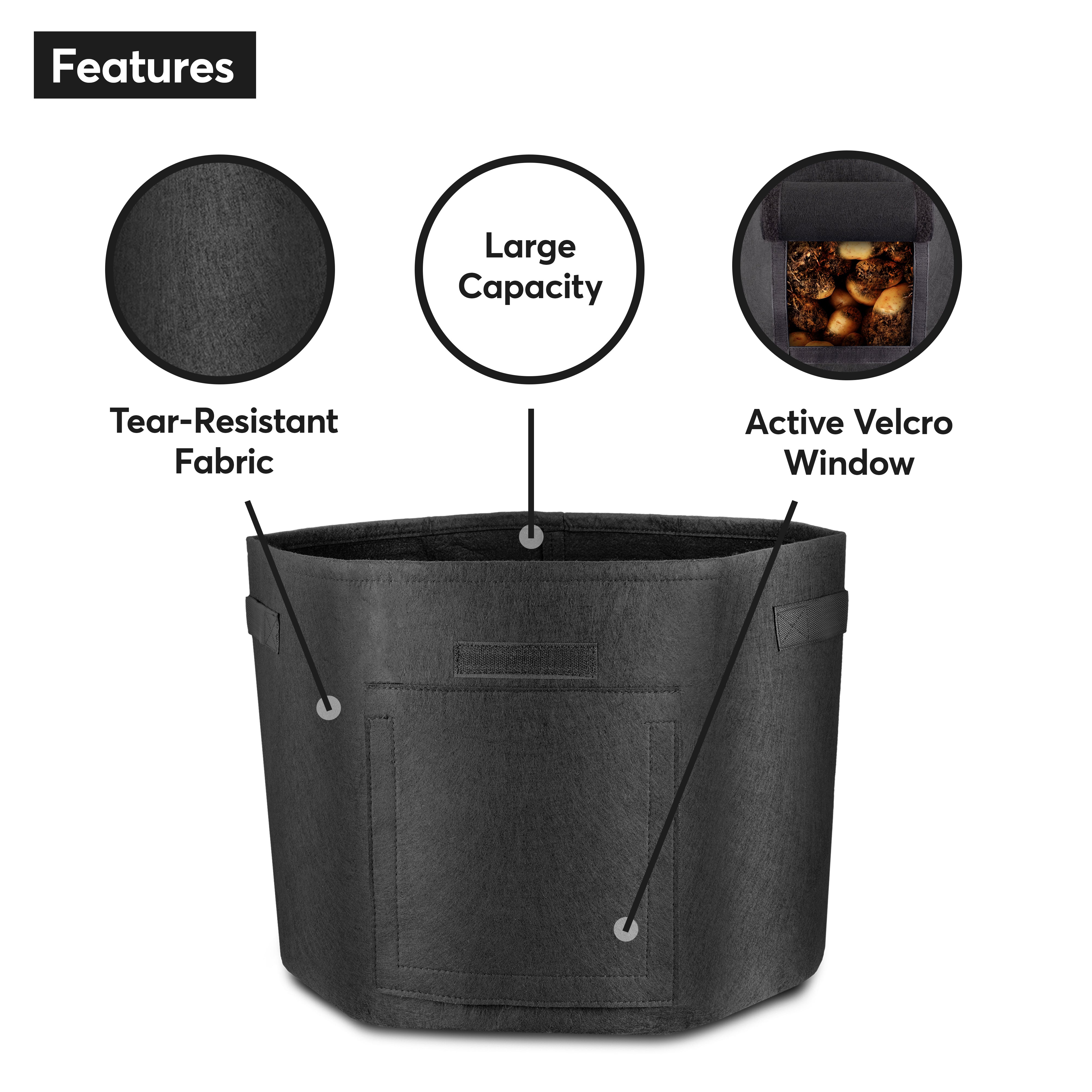 2pcs Large Plant Grow Bags Potato Fruit Vegetable Garden Planter Growing Black