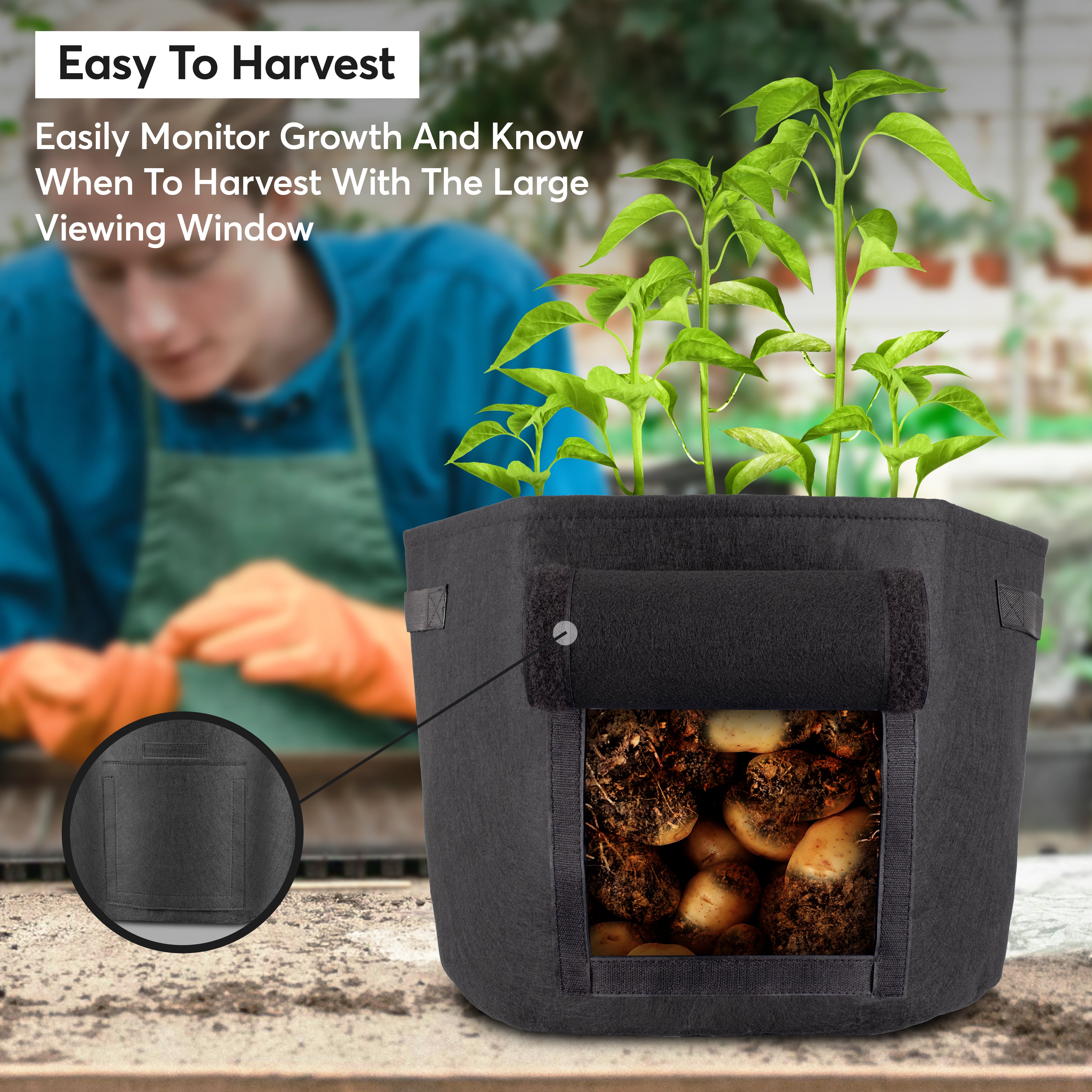 2pcs Large Plant Grow Bags Potato Fruit Vegetable Garden Planter Growing Black