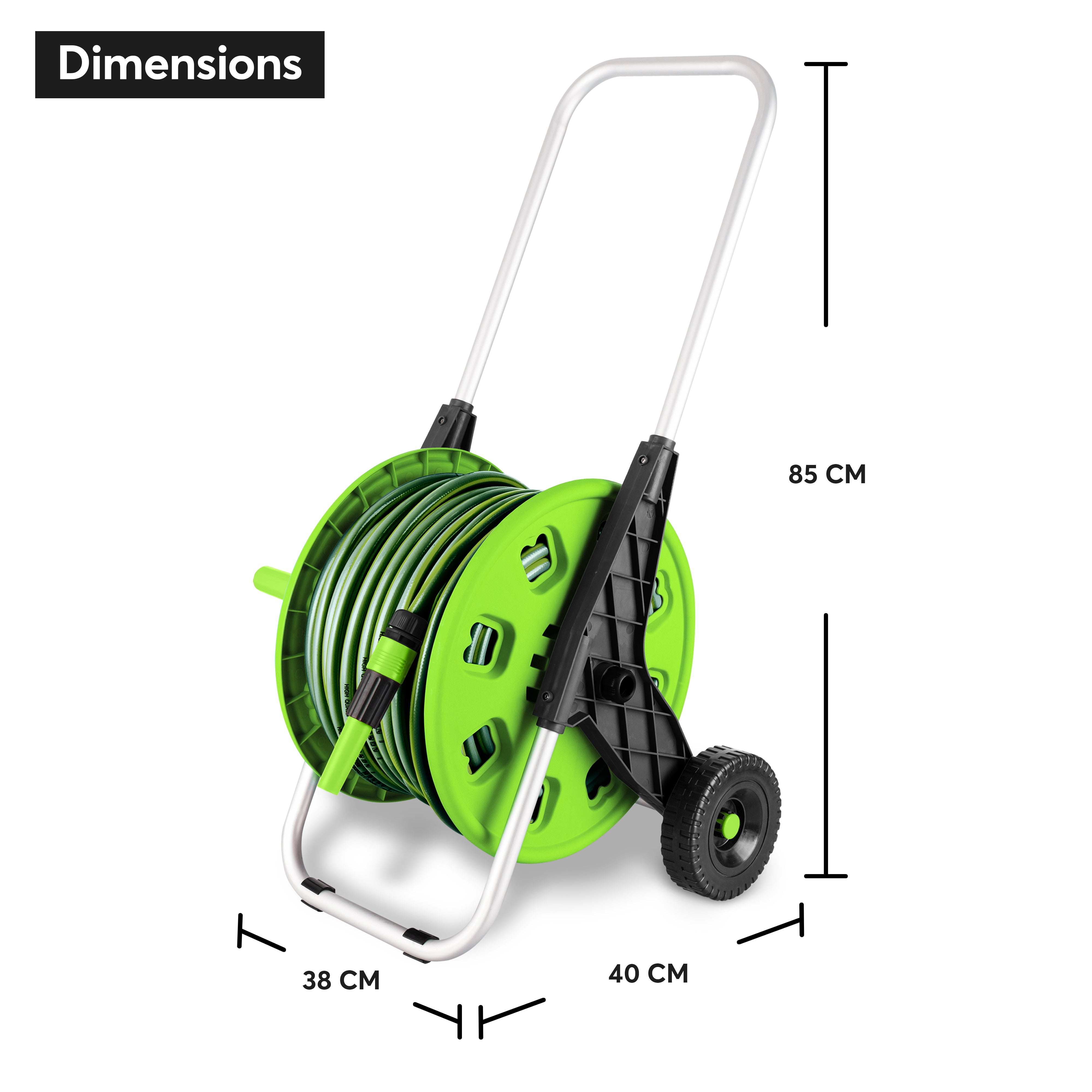 50M Garden Hose Reel Cart Trolley Portable Water Pipe Free Standing Adjustable