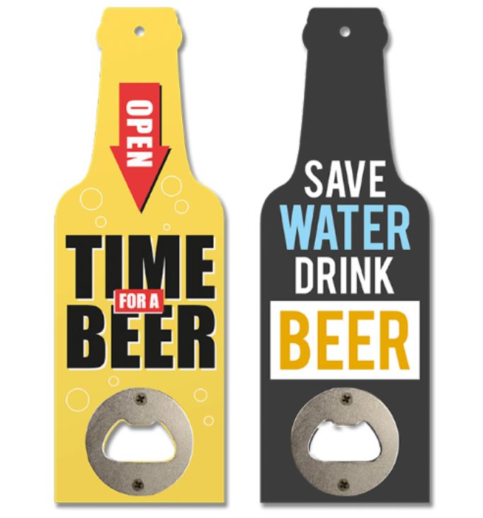 Novelty Wooden Beer Bottle Opener Holder Retro Comical Slogan Steel Gift Funny