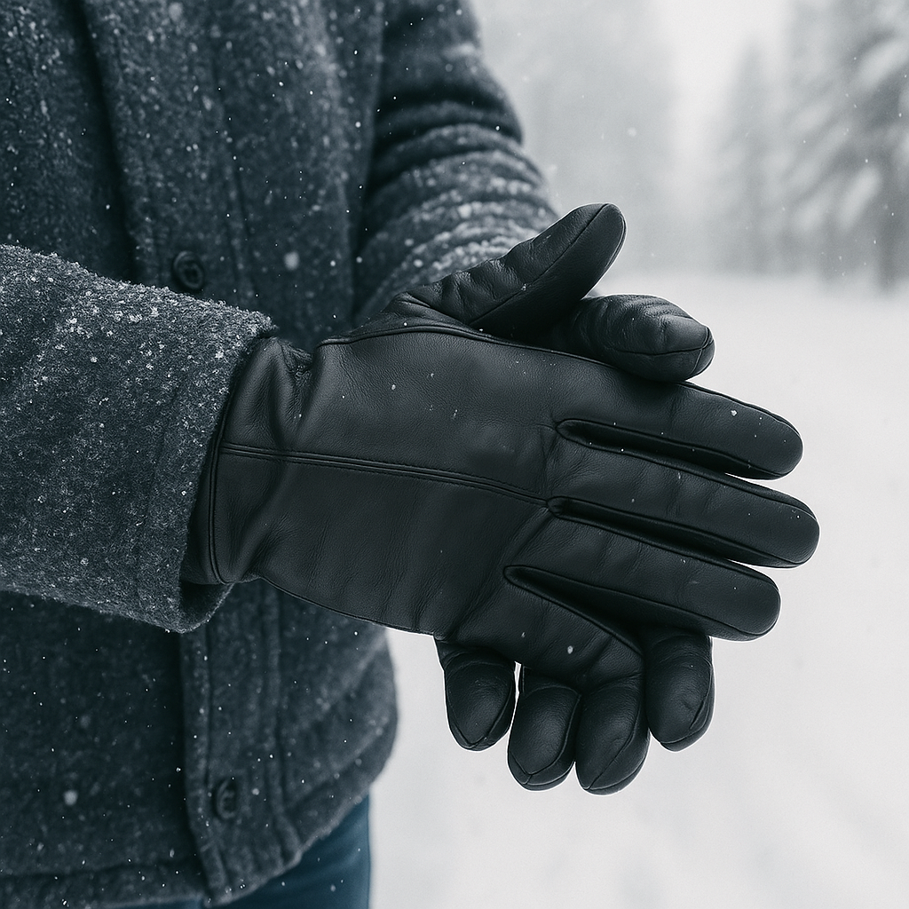 Men's Thinsulate Black Leather Touch Screen Gloves Thermal Winter Gloves L/XL