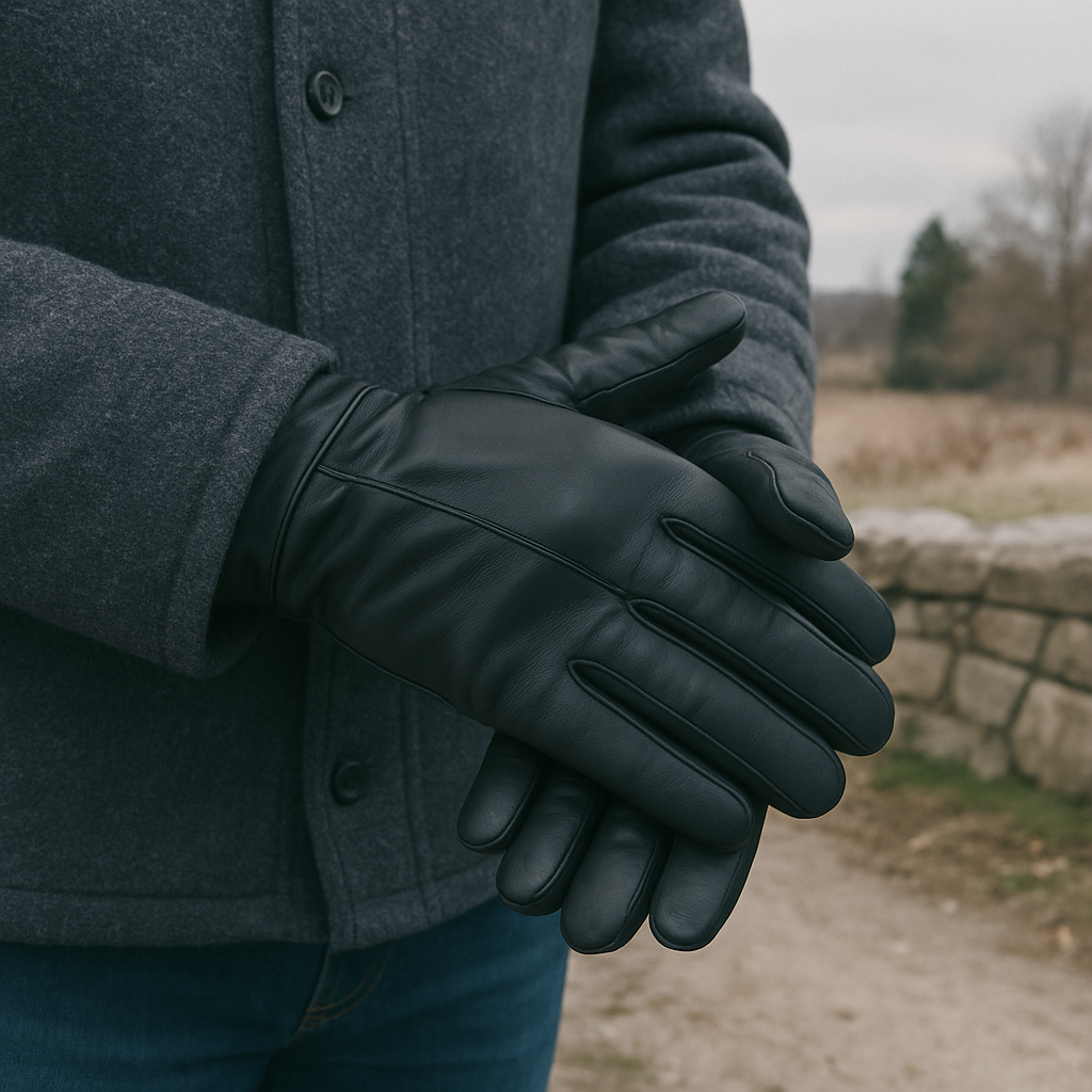 Men's Thinsulate Black Leather Touch Screen Gloves Thermal Winter Gloves L/XL