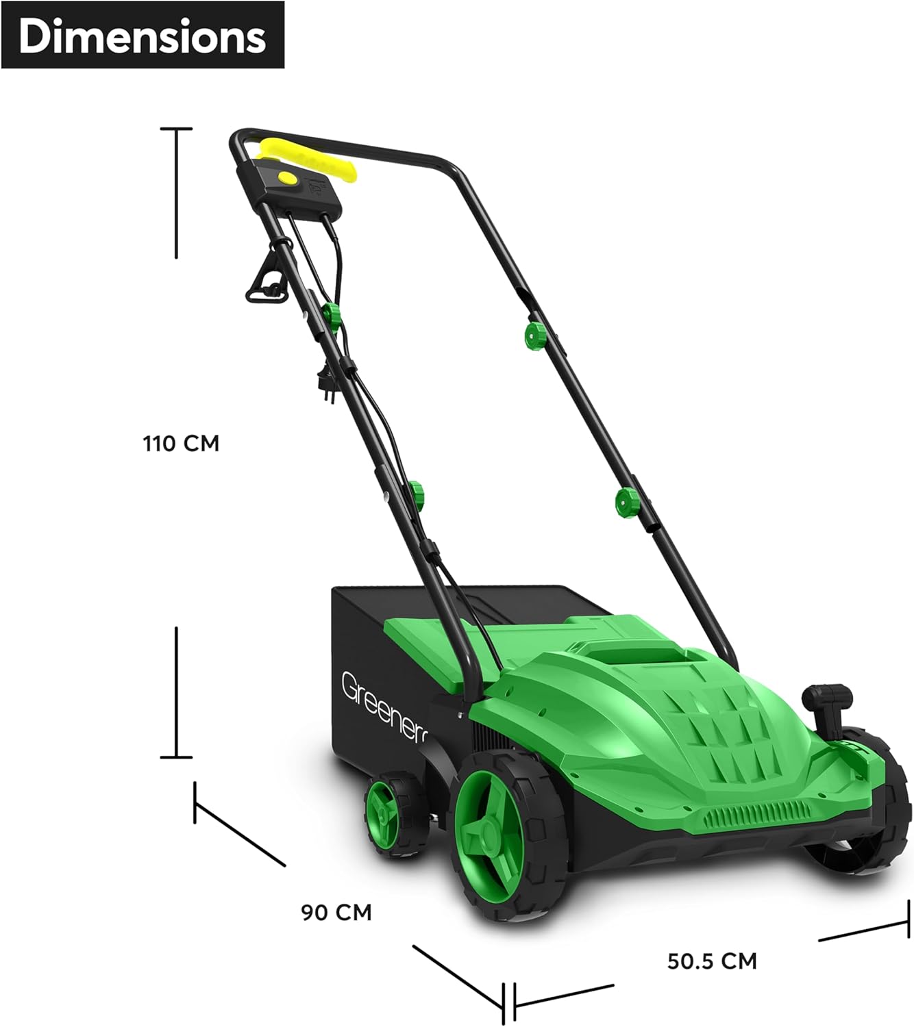1500w Electric Lawn Scarifier Aerator Lawn Rake 30L Adjustable Foldable Handles