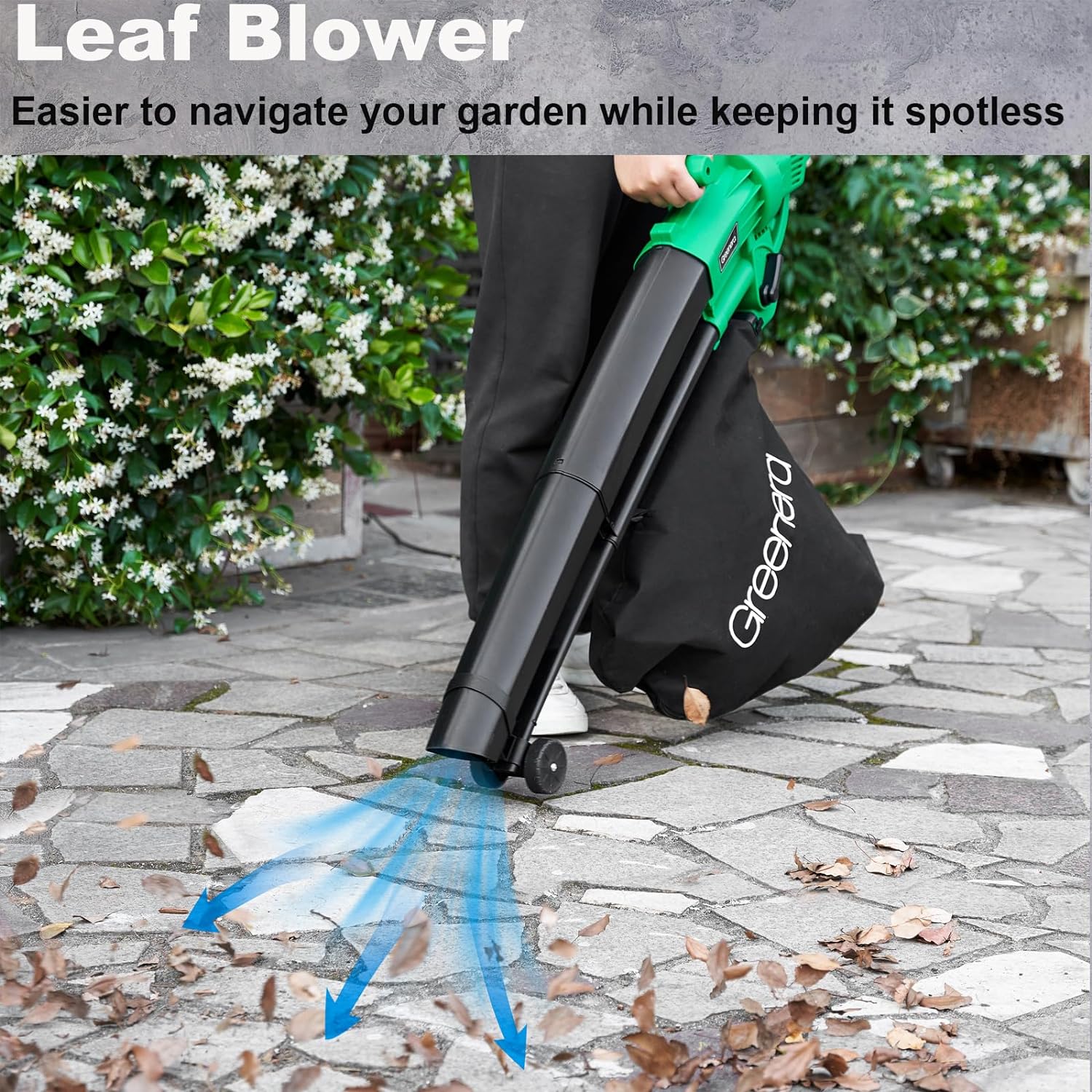 3000W 3 in 1 Leaf Blower Vacuum Cleaner & Mulcher Large 35L Bag Wheels Garden