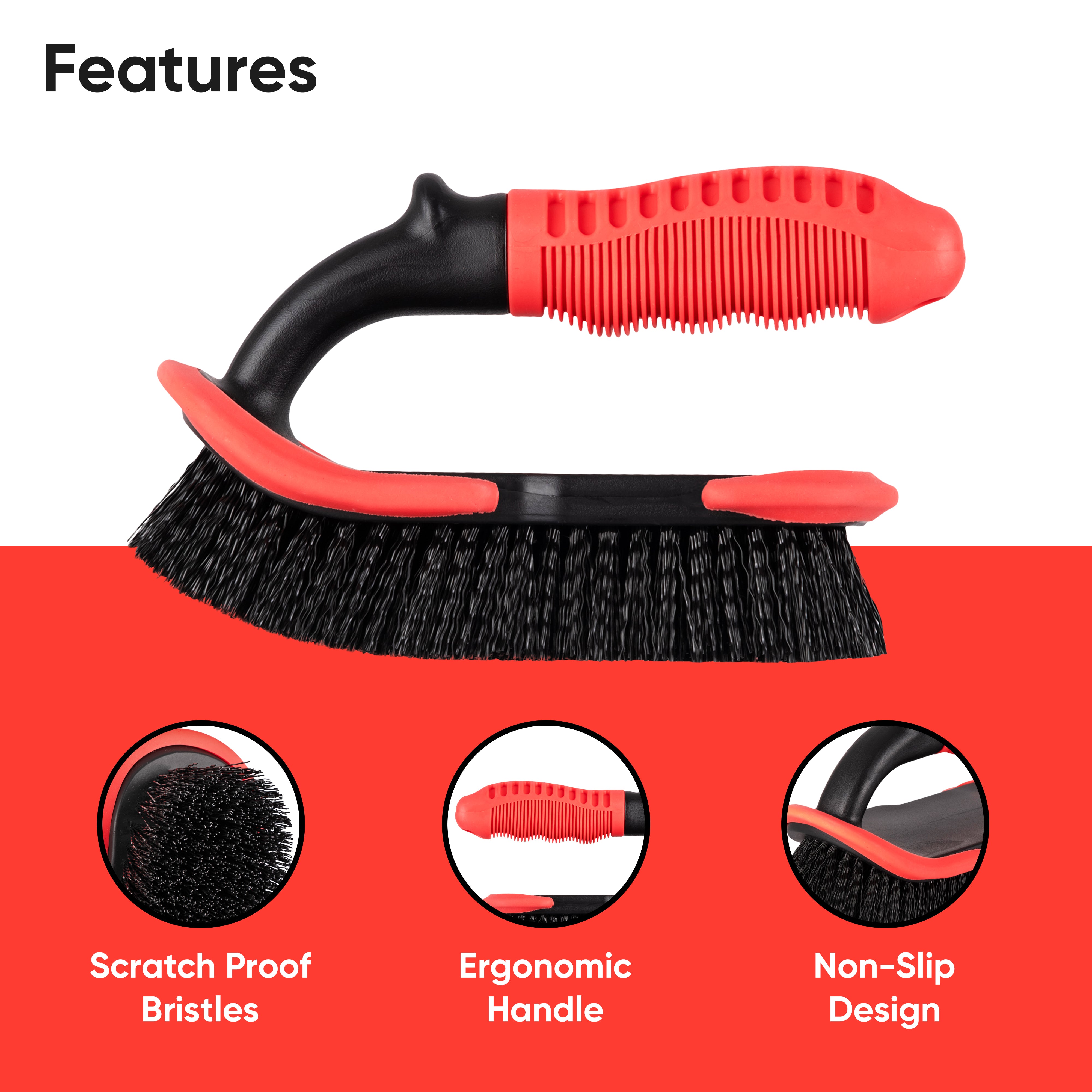 Carpet Cleaning Brush Stiff Bristle Car Upholstery Dirt & Grime Removal Scrubber