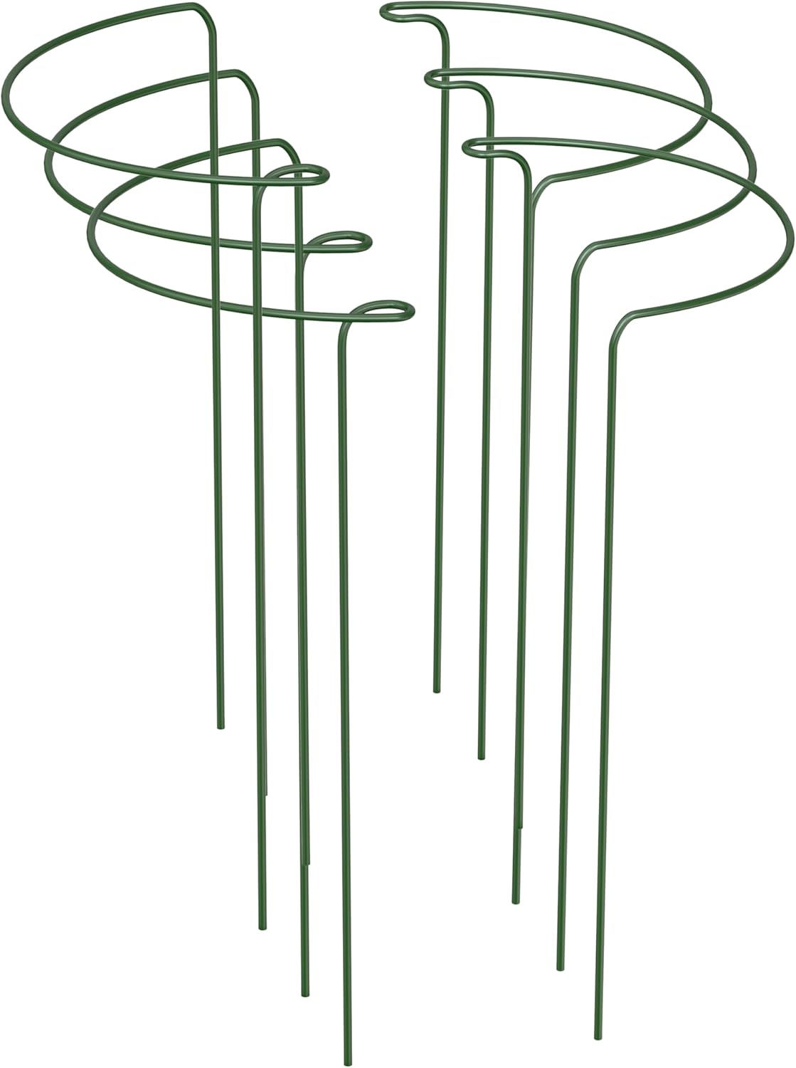 6 Pack Plant Support Stakes 25 x 44cm Metal Plant Supports Ring Cage
