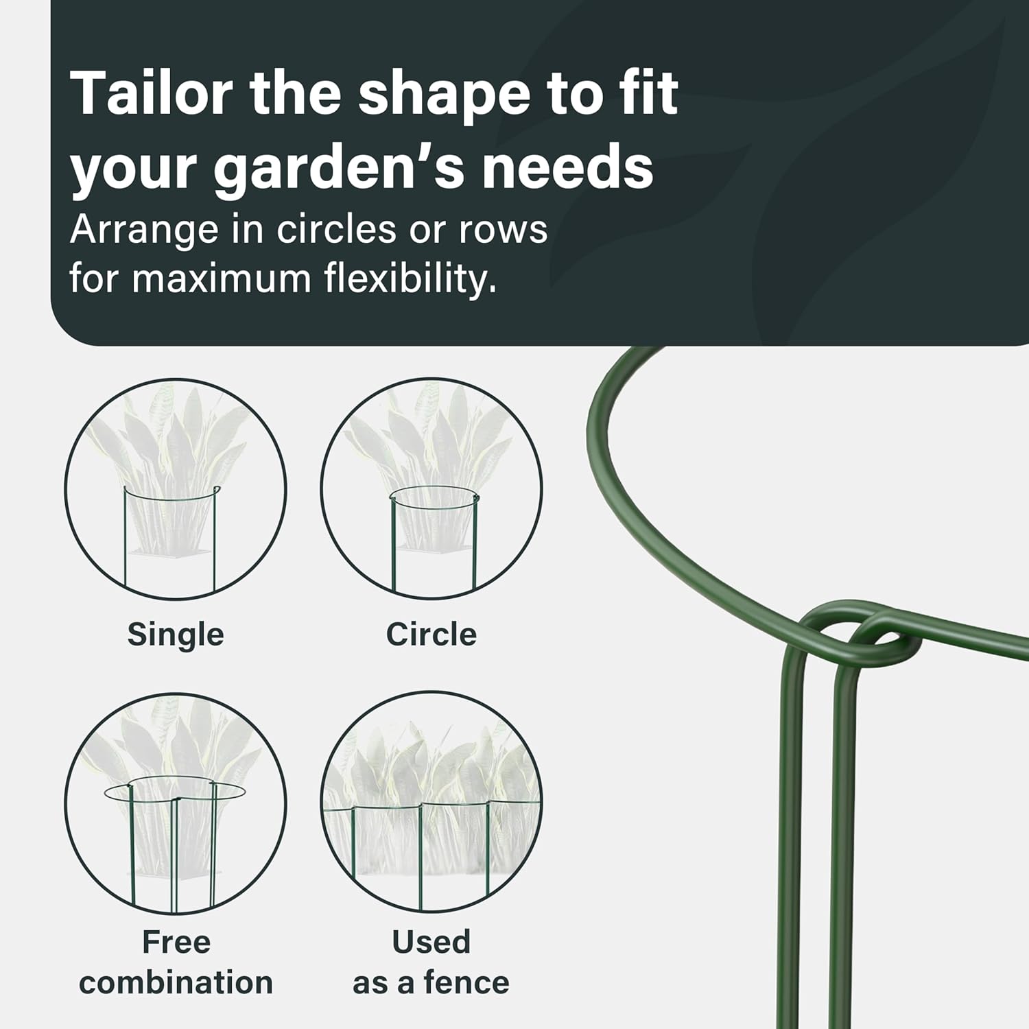 6 Pack Plant Support Stakes 25 x 44cm Metal Plant Supports Ring Cage