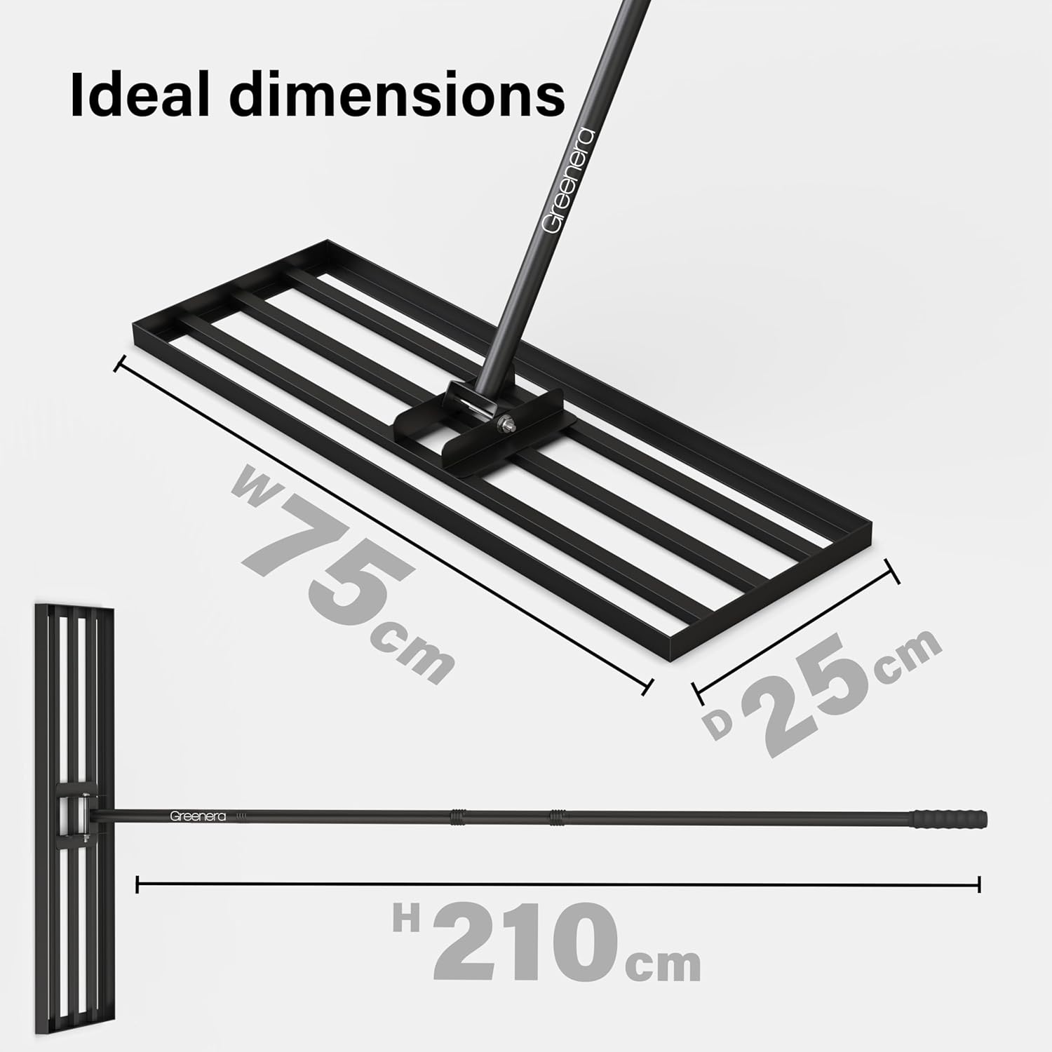 Lawn Leveling Rake Long Handle Heavy Duty Stainless Steel Soil Grass Garden