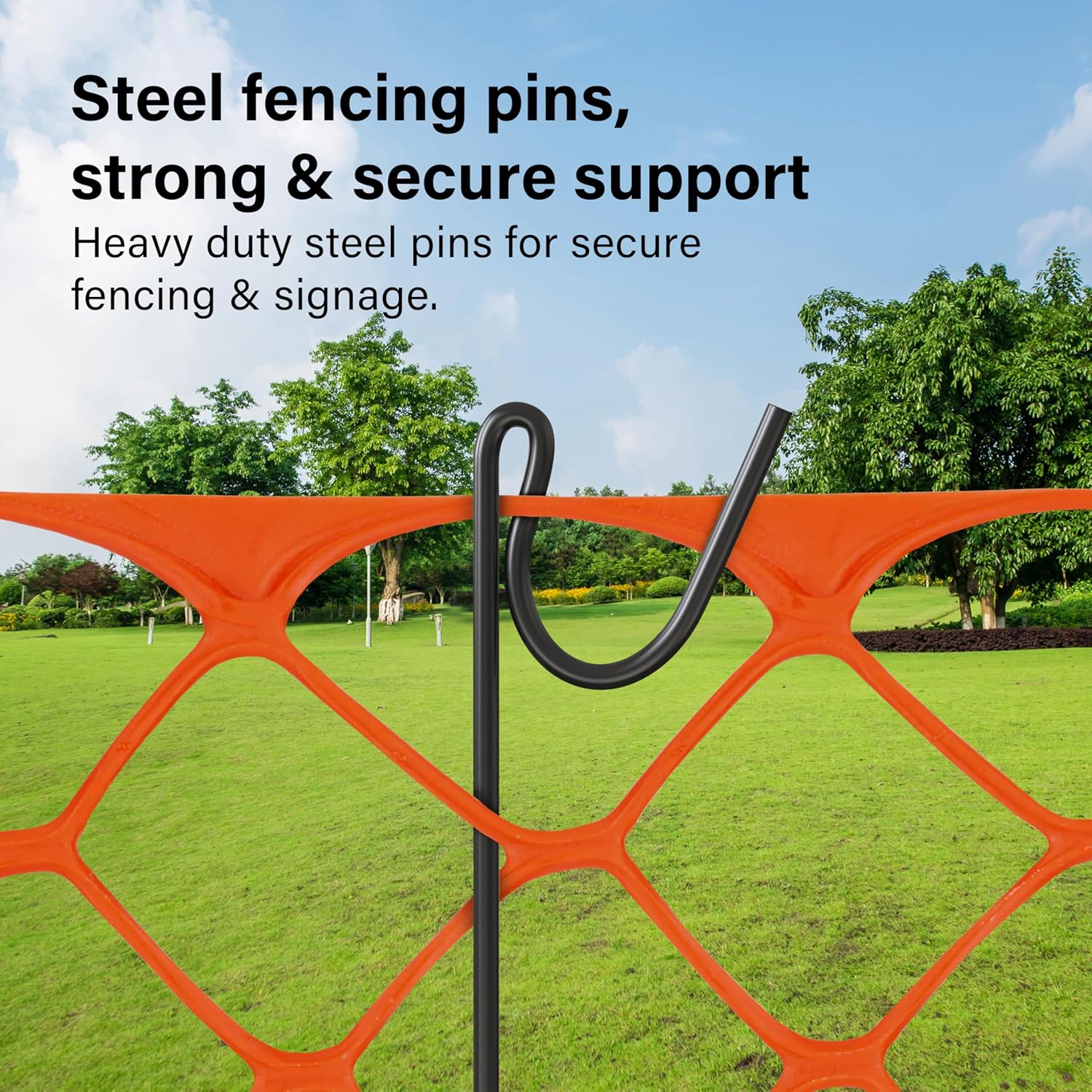 Strong Fencing Pins 10 Pack 1.15m x 8mm Steel Road Barrier Fence Stakes Signage