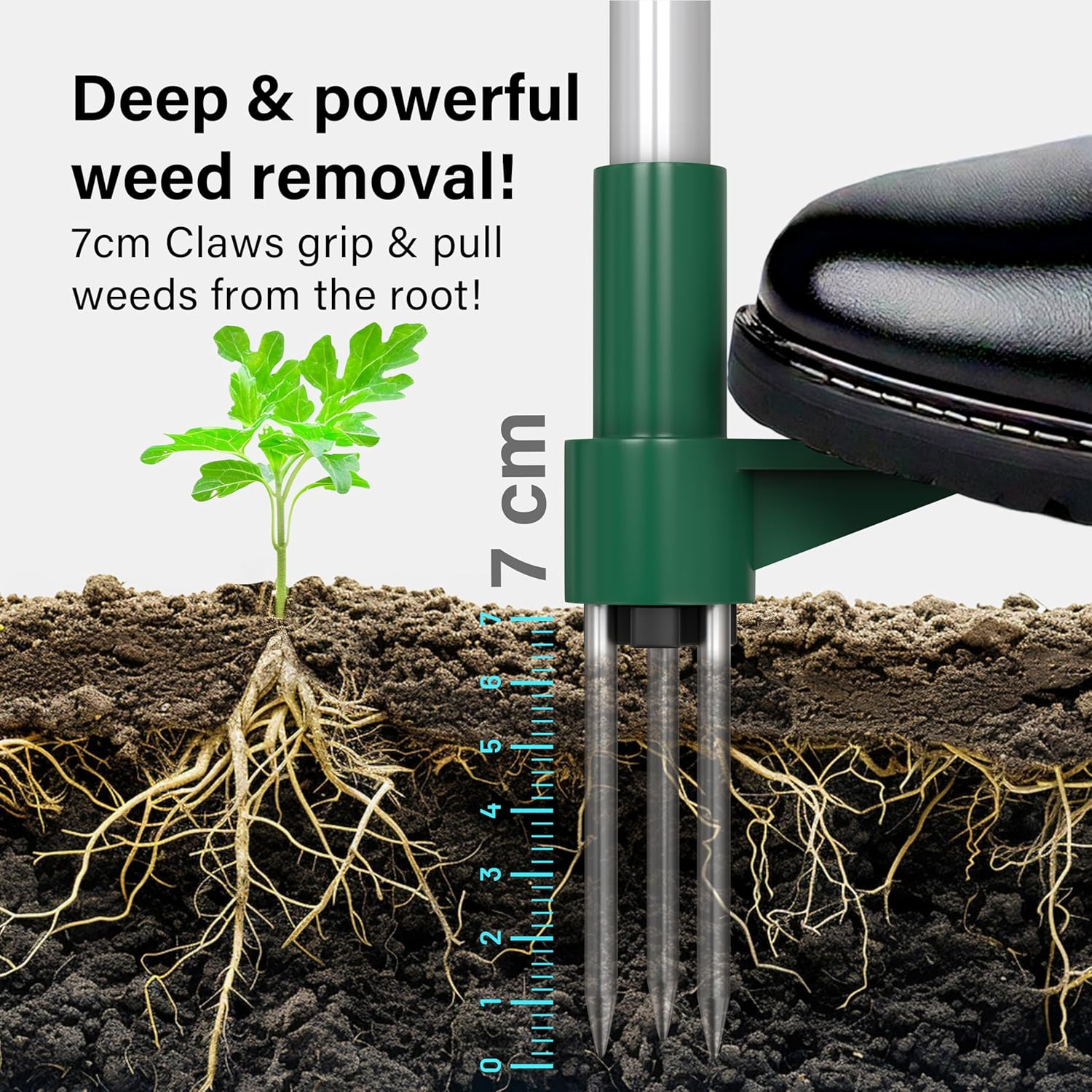 Weed Puller Stand-Up Weeder Removal Tool Long Handle Garden Tool with 3 Claws