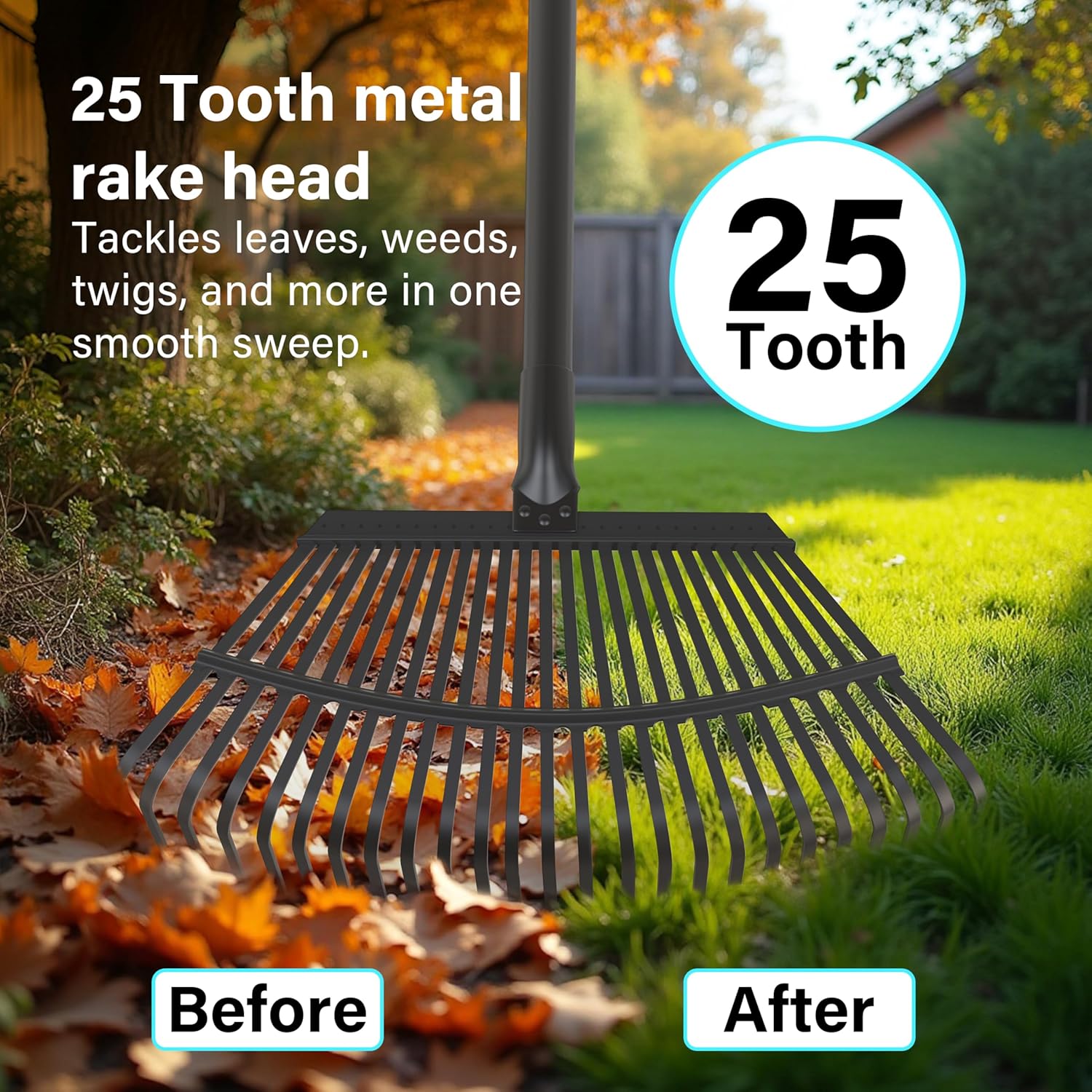 Garden Rake Heavy Duty 25-tooth Metal 65
