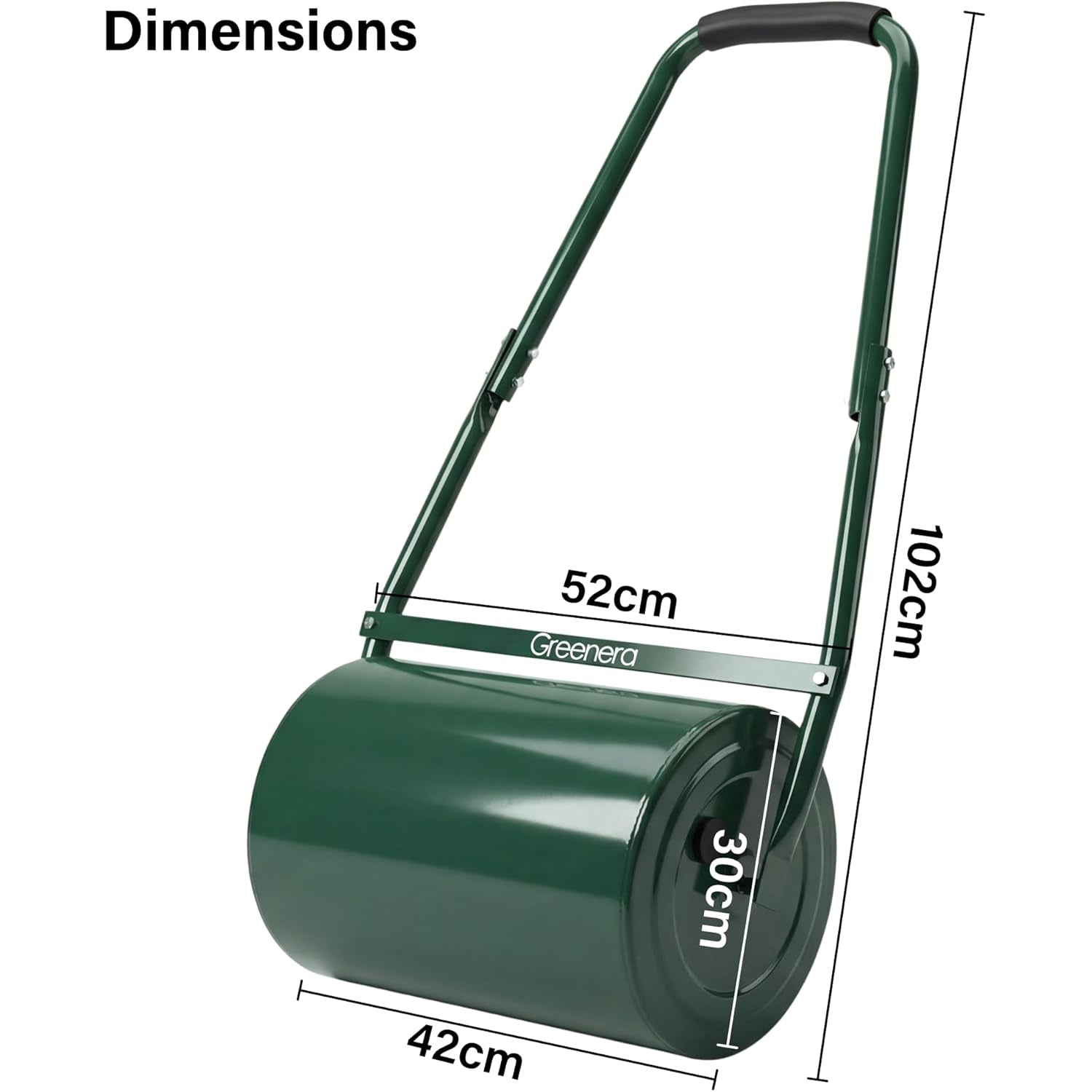 30L Garden Lawn Grass Roller Heavy Duty Steel Drum Outdoor U-Shaped Handle Level