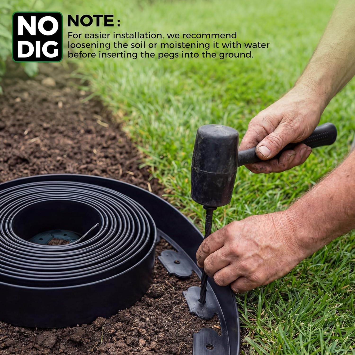 33FT/10M Plastic Lawn Garden Edging Border Flexible Reinforced Pegs Border