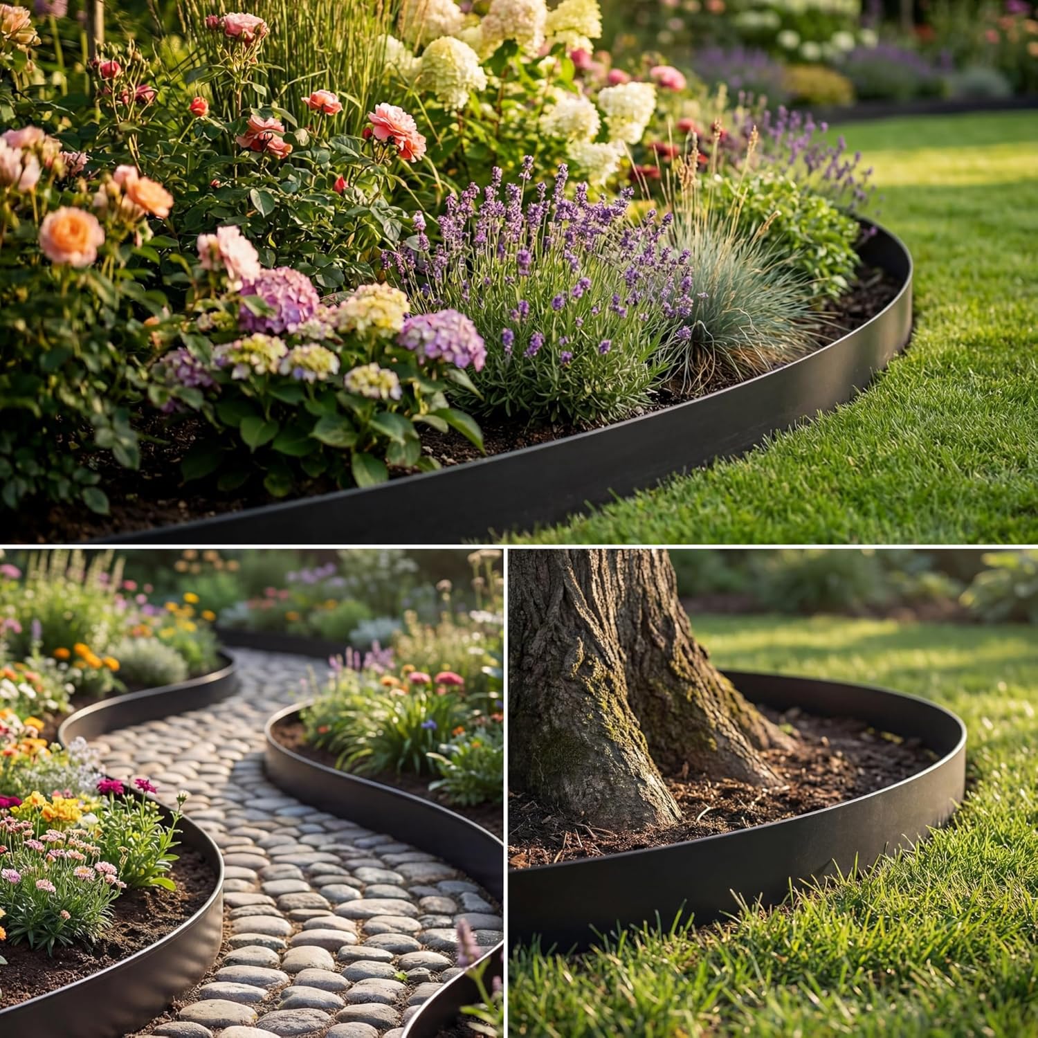 33FT/10M Plastic Lawn Garden Edging Border Flexible Reinforced Pegs Border