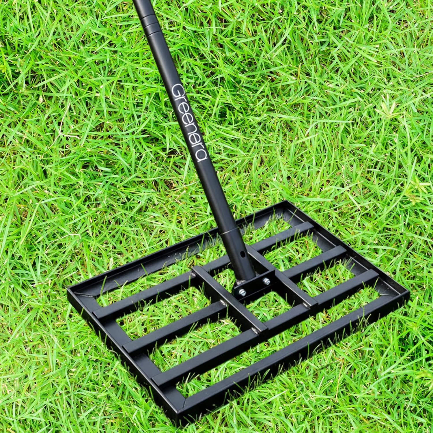 Lawn Leveling Rake Long Handle Heavy Duty Stainless Steel Soil Grass Garden
