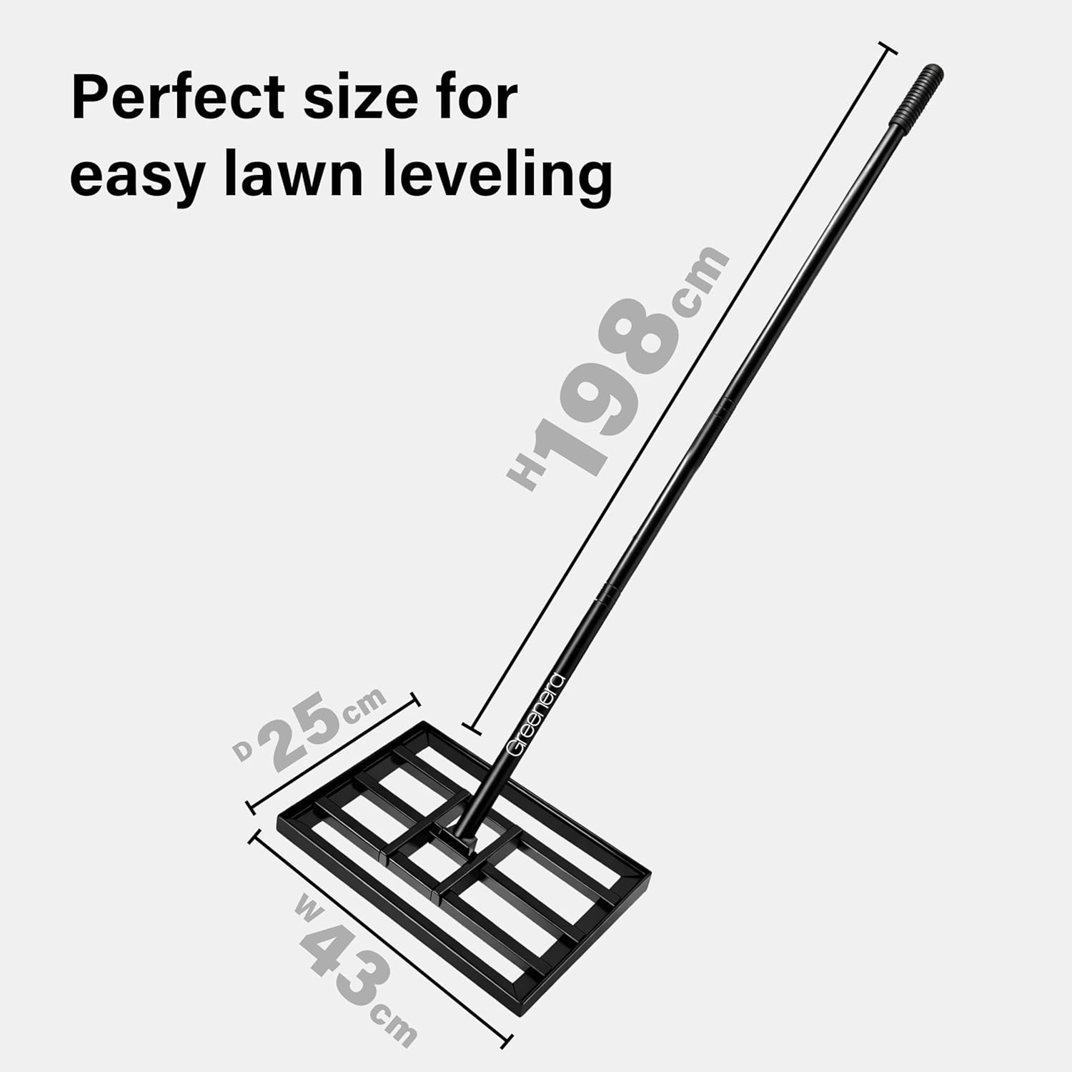 Lawn Leveling Rake Long Handle Heavy Duty Stainless Steel Soil Grass Garden