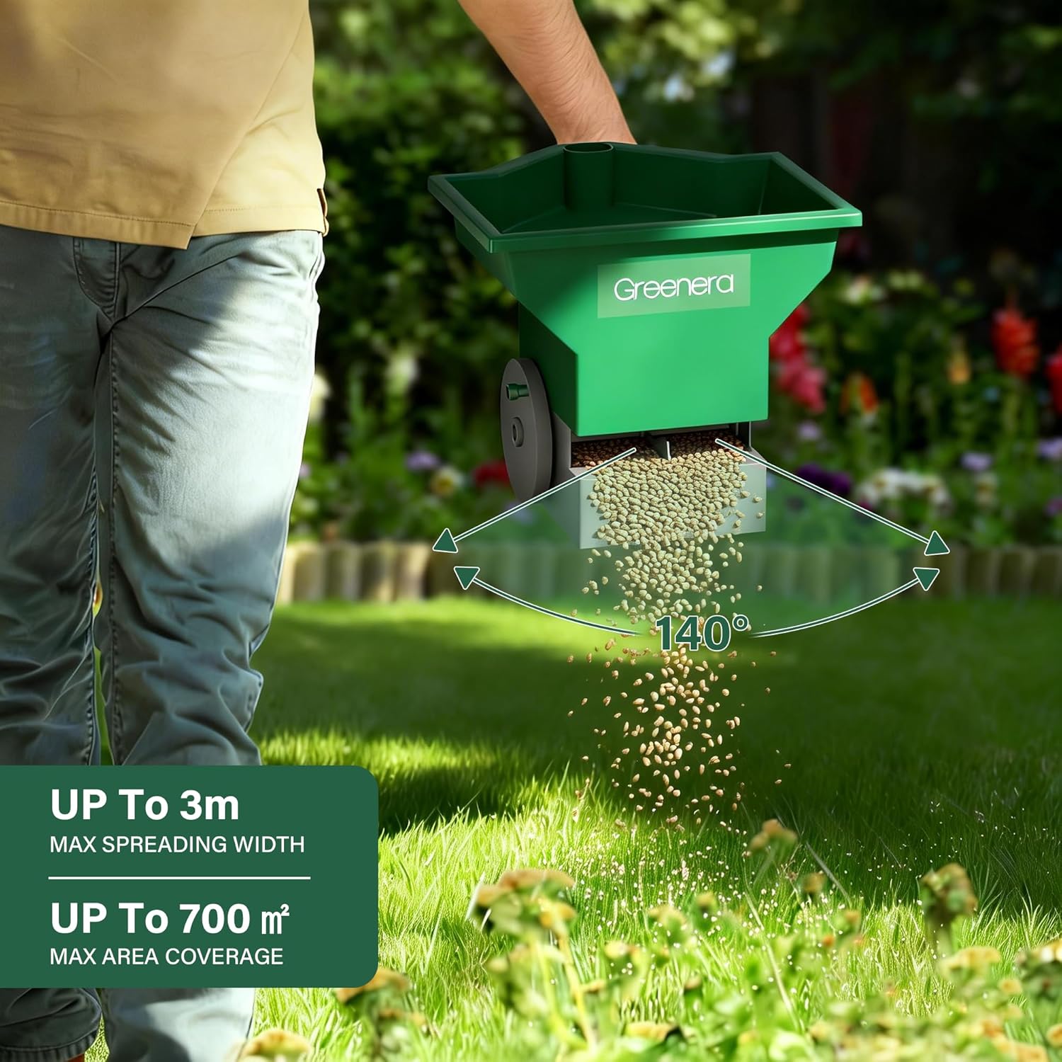 3L Manual Lawn Spreader Dual Gritter Grass Seed Fertiliser Weed Plant Feed Salt