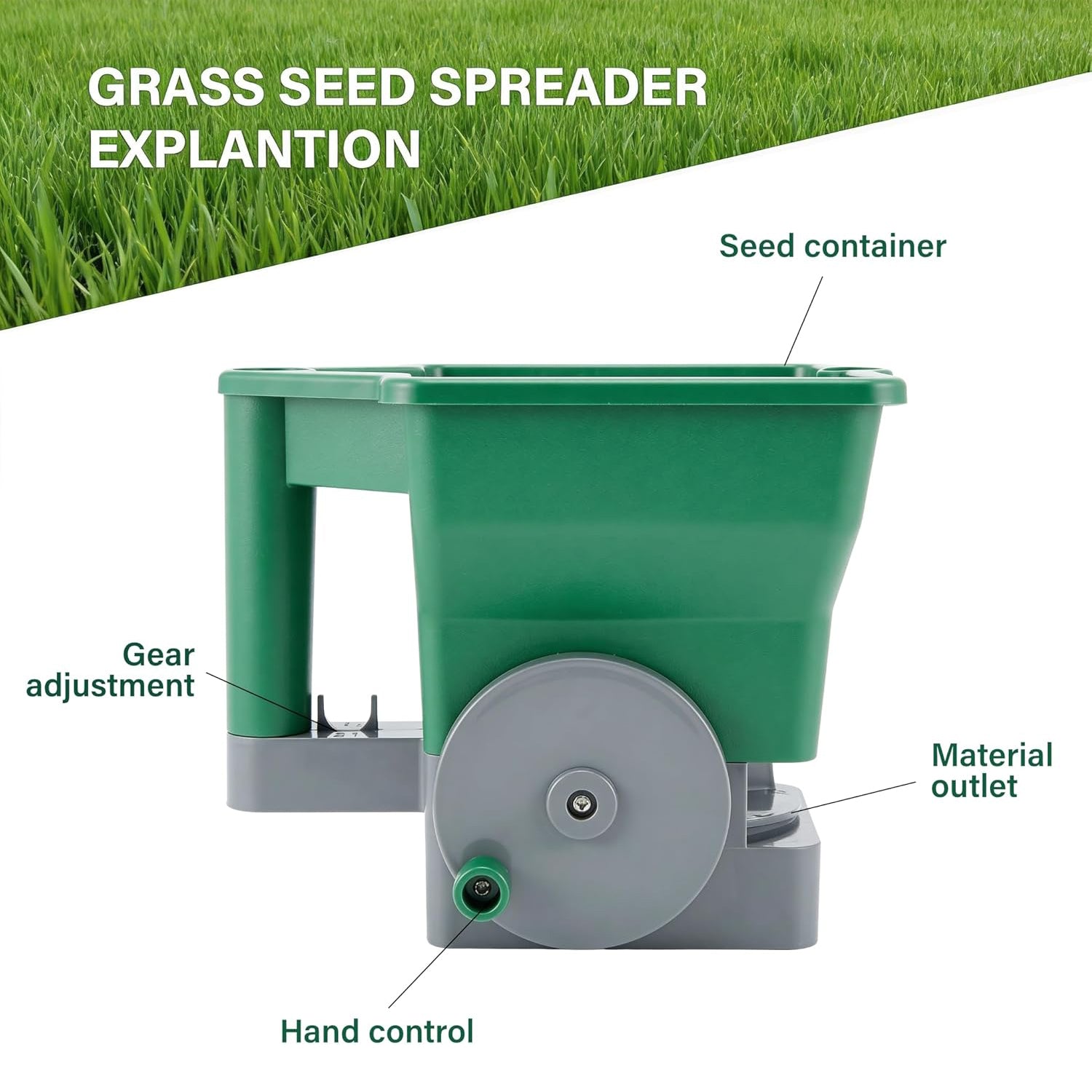 3L Manual Lawn Spreader Dual Gritter Grass Seed Fertiliser Weed Plant Feed Salt