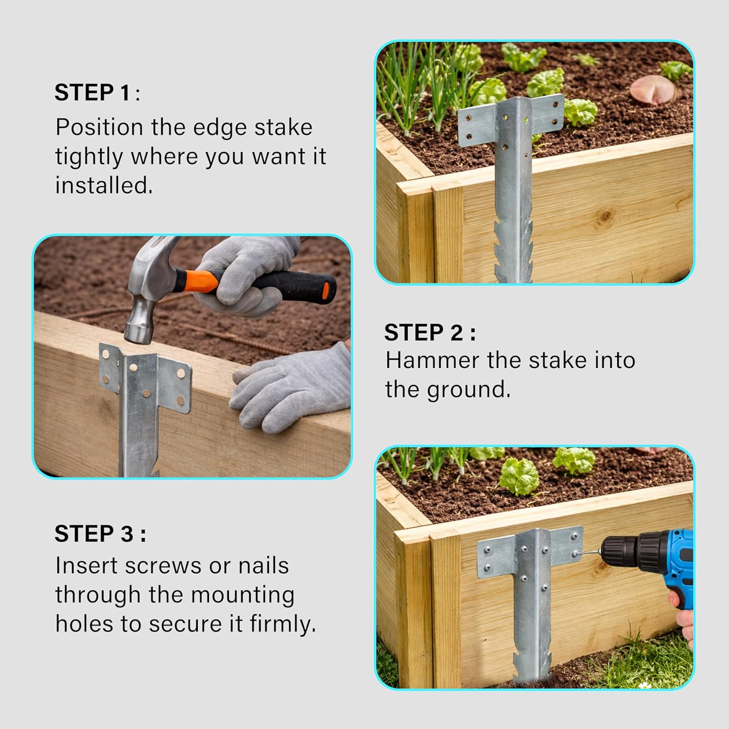 10 Pack Railway Sleeper Brackets Galvanized Steel Jagged Stakes Garden Edging