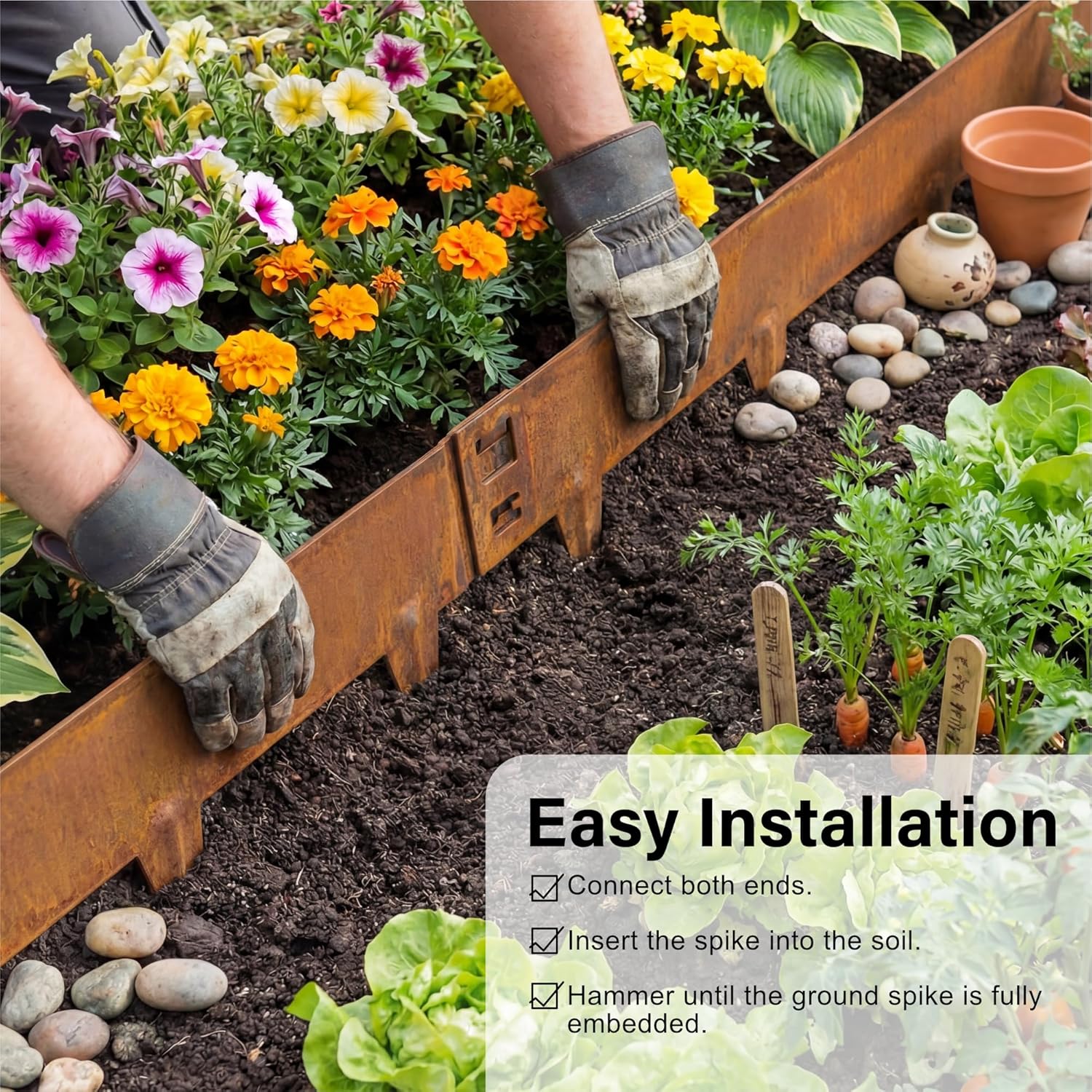 5m Anthracite Galvanised Steel Lawn Edging Garden Border Flexible Strip 8/16cm