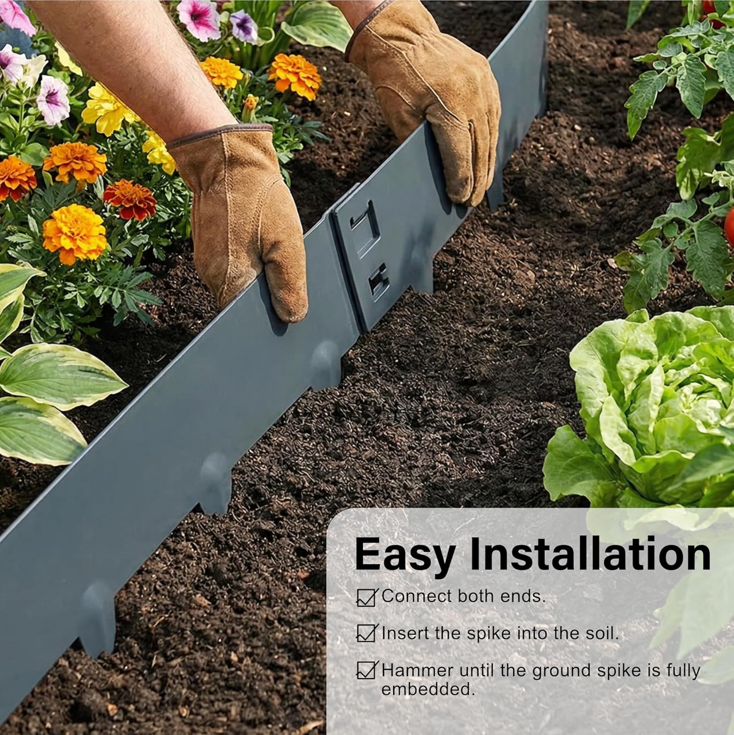 5m Anthracite Galvanised Steel Lawn Edging Garden Border Flexible Strip 8/16cm