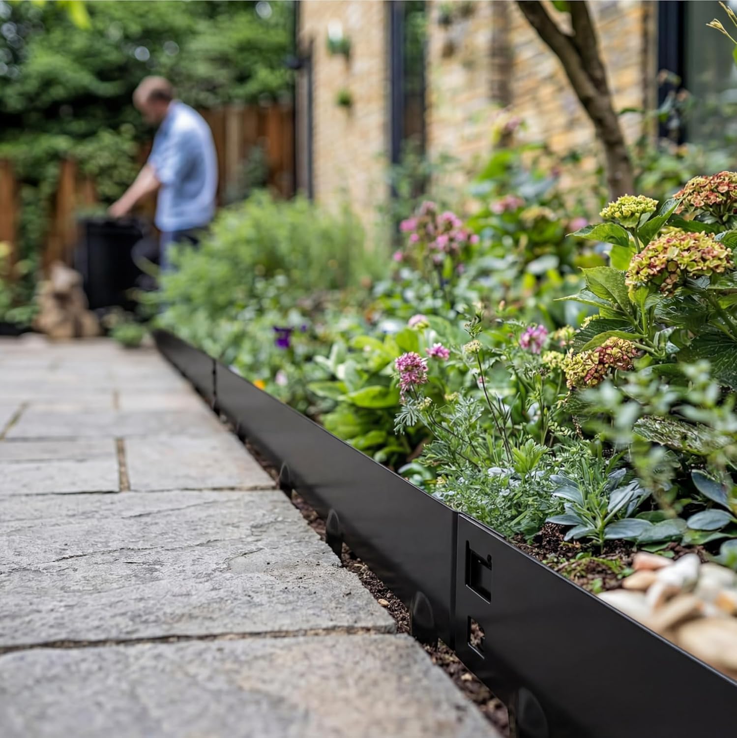 5m Anthracite Galvanised Steel Lawn Edging Garden Border Flexible Strip 8/16cm