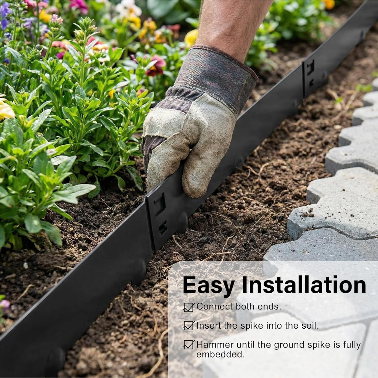 5m Anthracite Galvanised Steel Lawn Edging Garden Border Flexible Strip 8/16cm