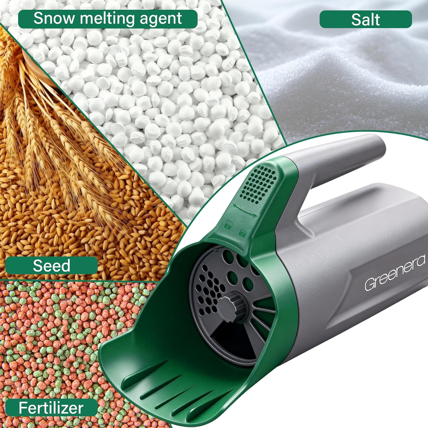 1L Handheld Grass Seed Salt Spreader Mini Lawn Feed Seeder Applicator Multi Use