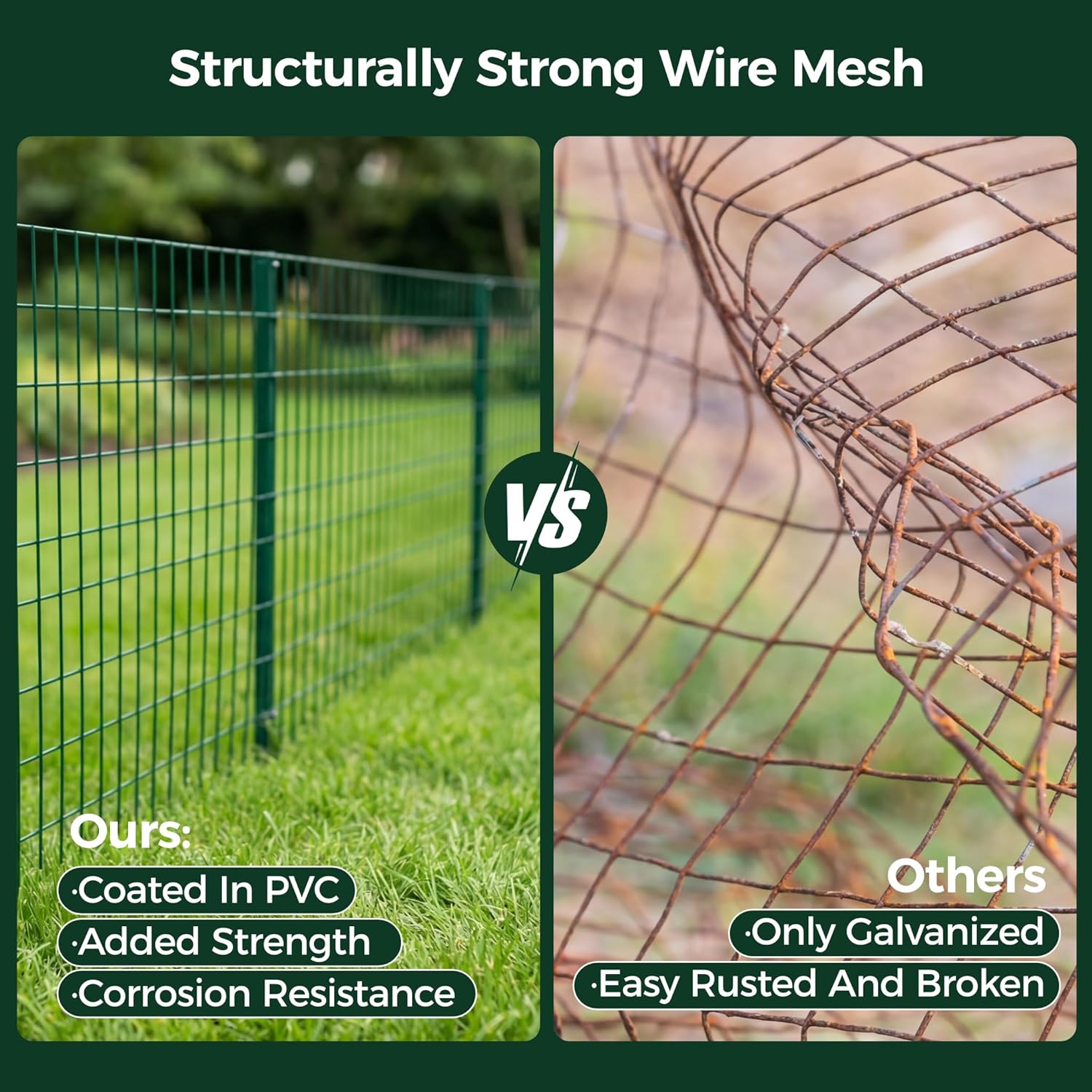 PVC Coated Wire Fence Roll Galvanised Garden Mesh Fence Plant Support 1.02mx10m