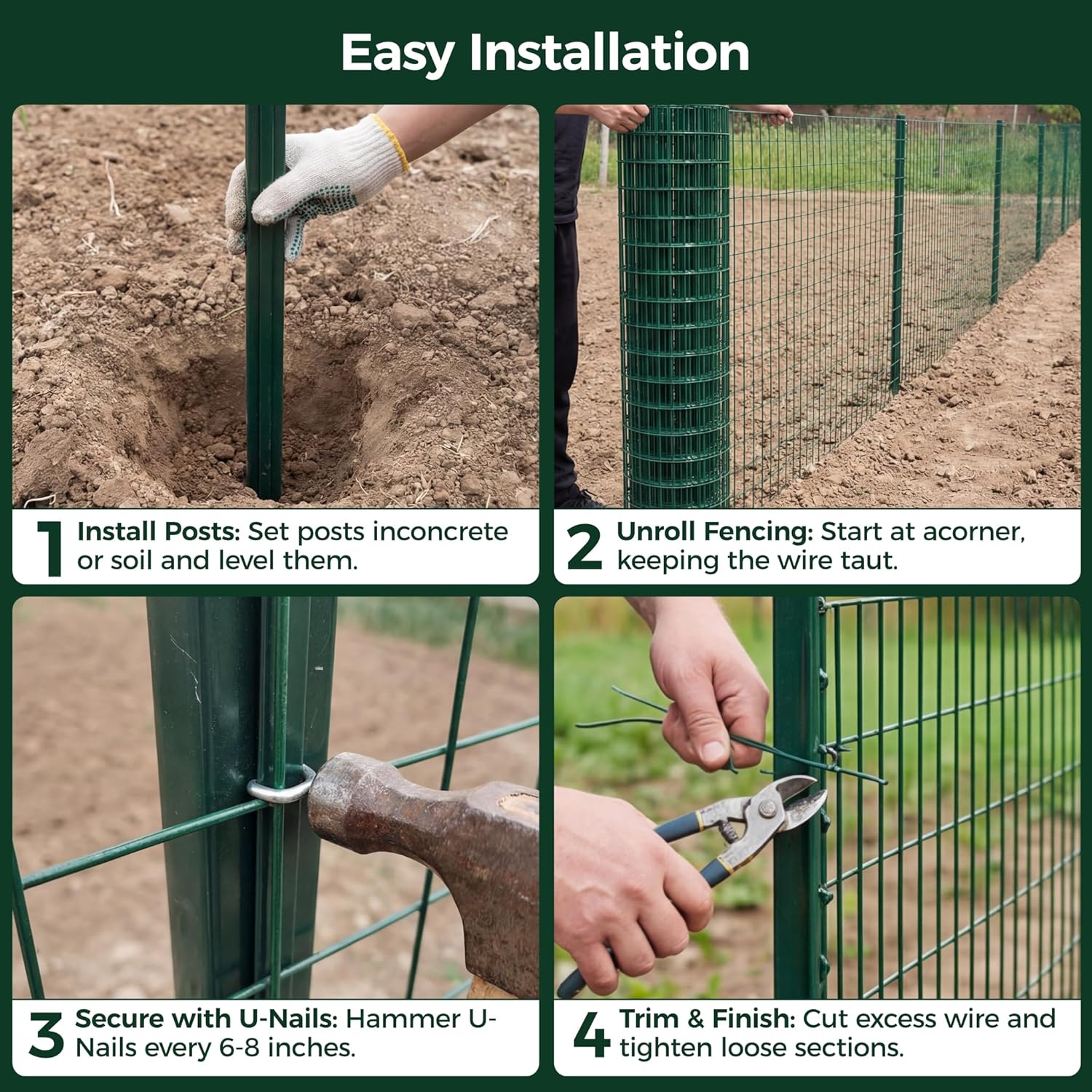 PVC Coated Wire Fence Roll Galvanised Garden Mesh Fence Plant Support 1.02mx10m