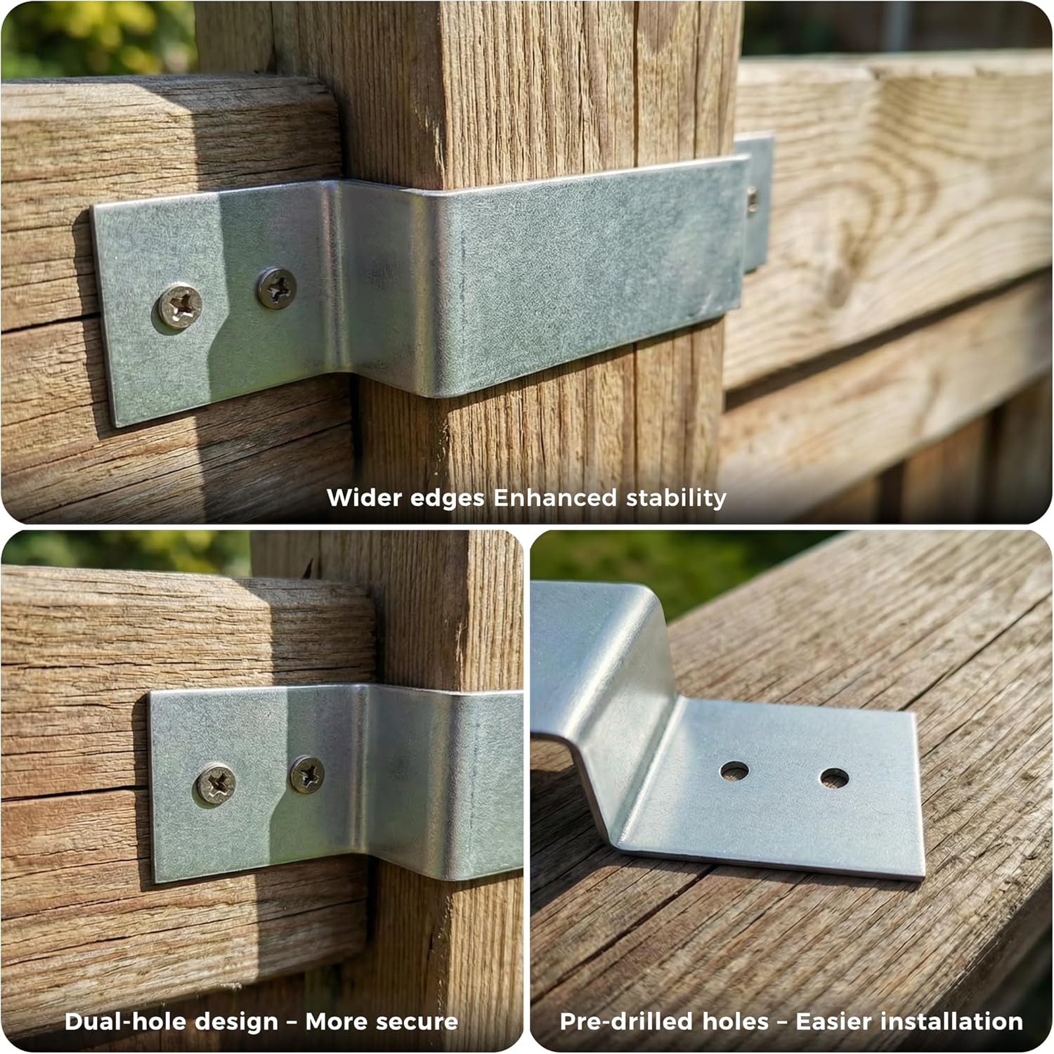 10 Pack Galvanised Fence Post Security Brackets Anti-Rattle Steel Panel 120x25mm