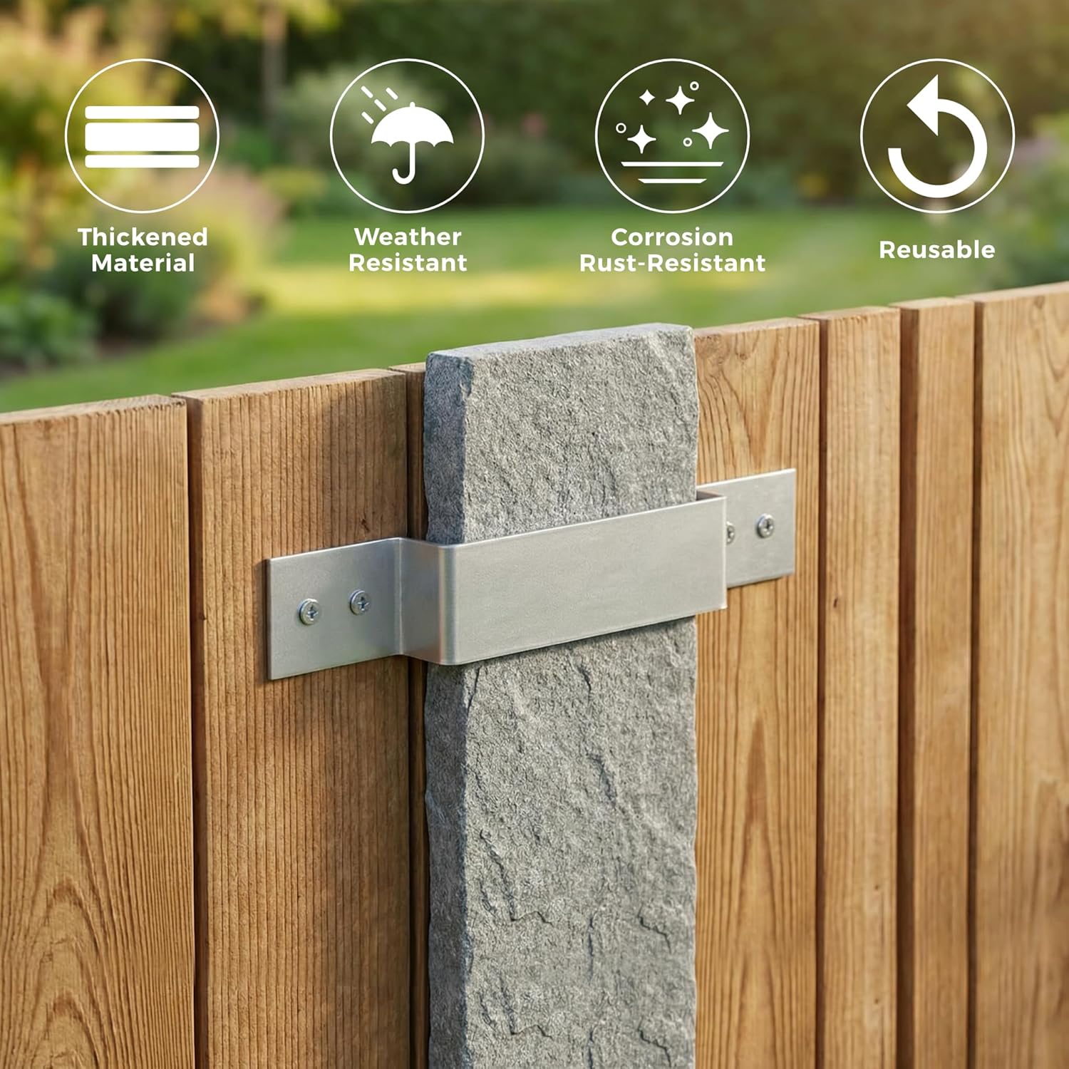 10 Pack Galvanised Fence Post Security Brackets Anti-Rattle Steel Panel 120x25mm