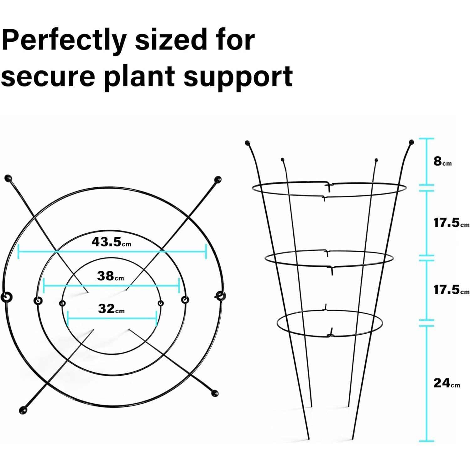 Peony Plant Support Frame Heavy Duty Rust-Resistant Ring Flower Cage Border Cage