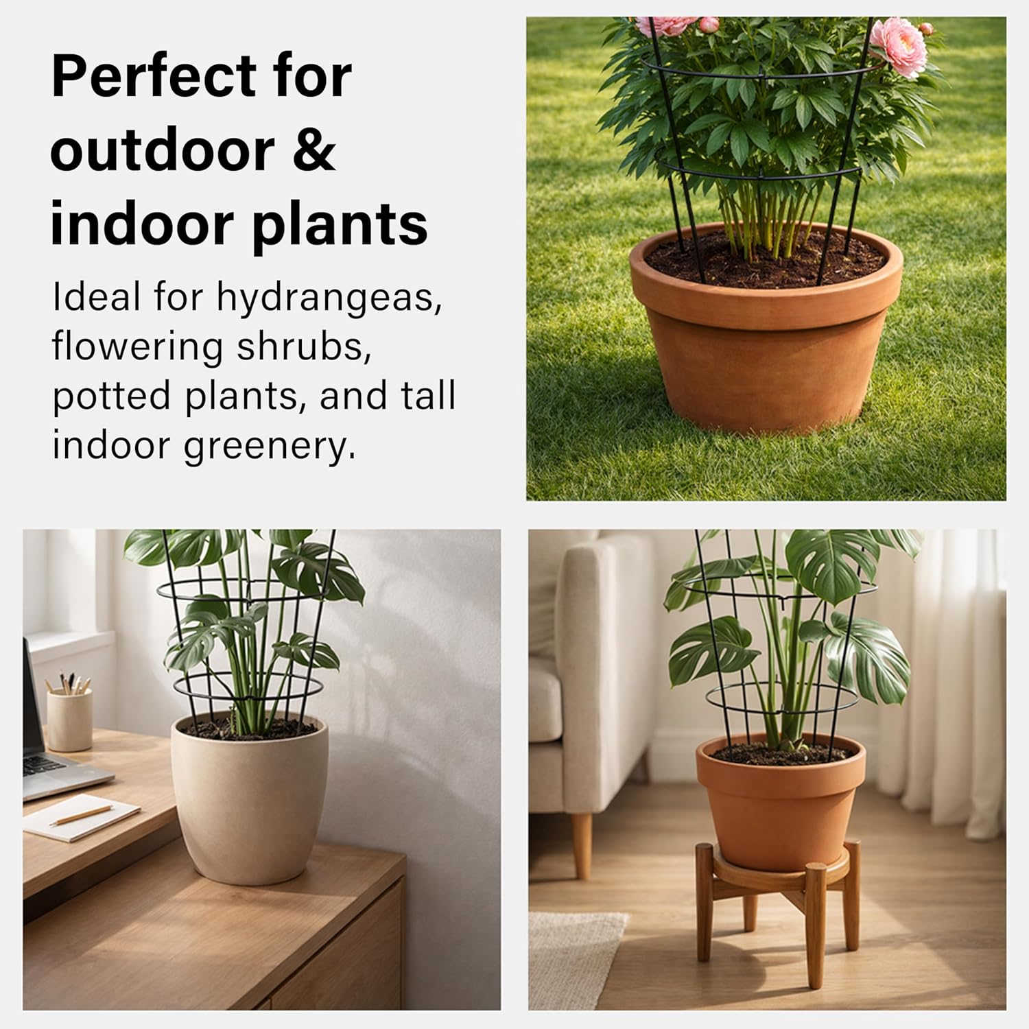 Peony Plant Support Frame Heavy Duty Rust-Resistant Ring Flower Cage Border Cage