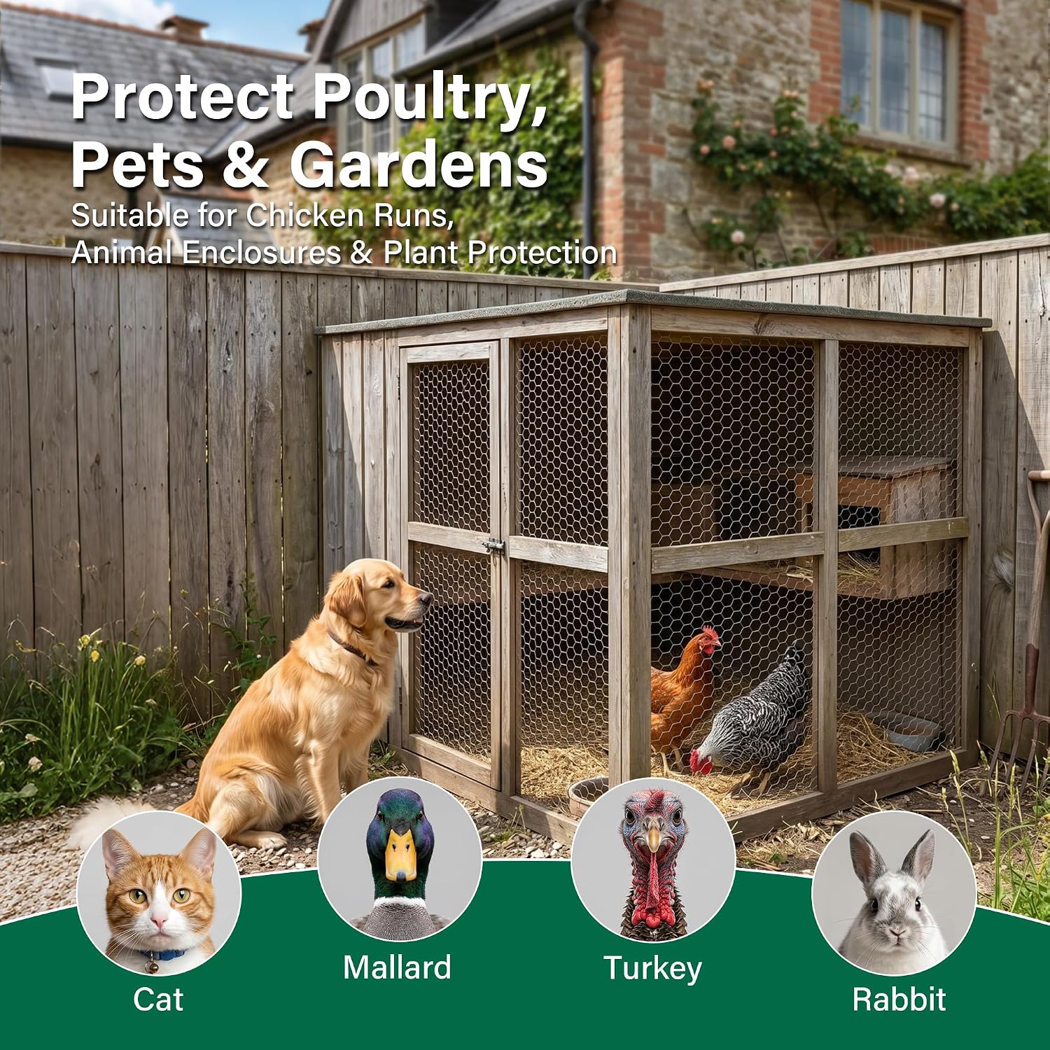 10m Galvanised Chicken Wire Mesh Fence Net Rabbit Netting Garden Cage Fencing