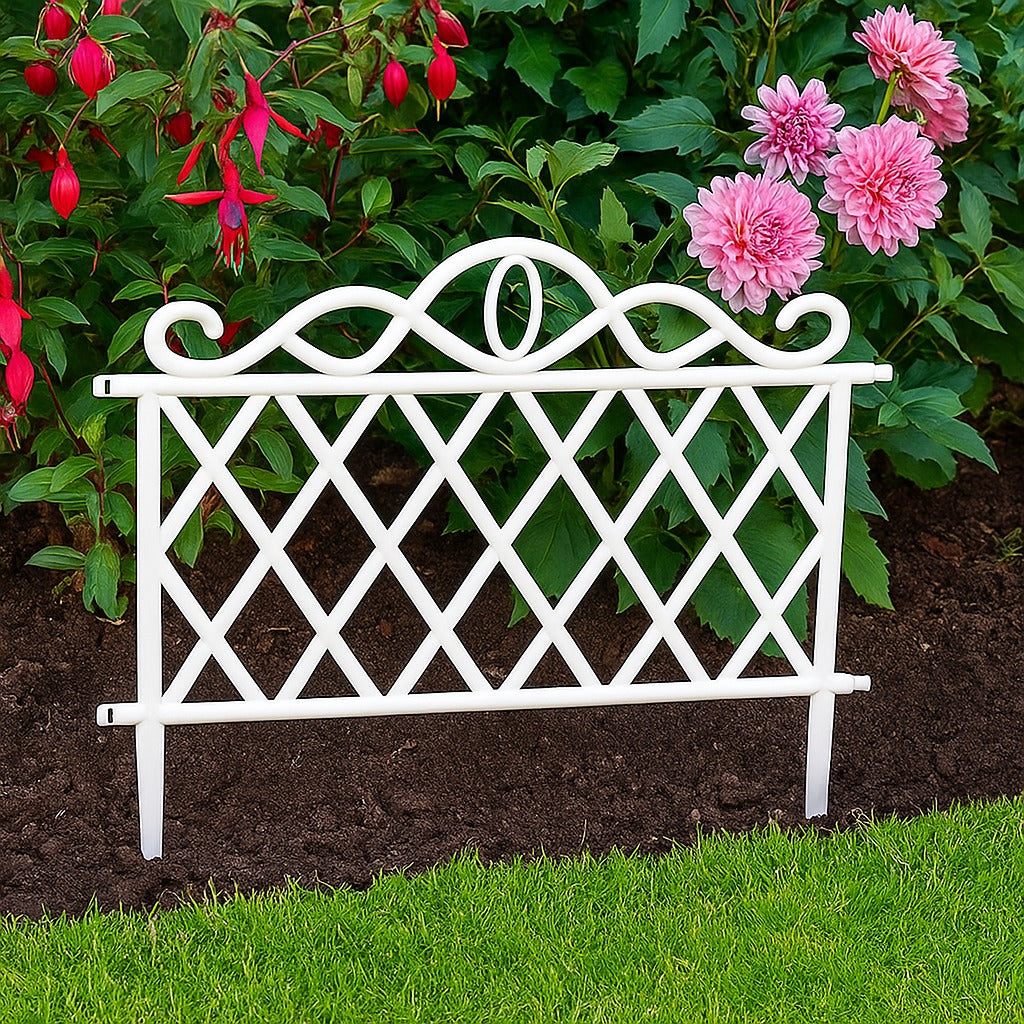 Flexible Garden Lawn Grass Edging Picket Border Plastic Fence Decor White