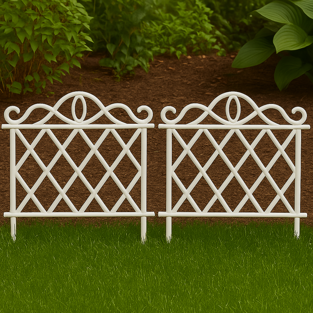 Flexible Garden Lawn Grass Edging Picket Border Plastic Fence Decor White