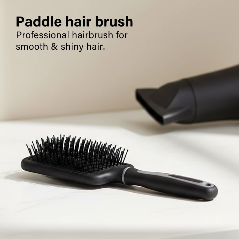 Paddle Hair Brush Professional Detangling Style Soft Rounded Bristles Wide Base