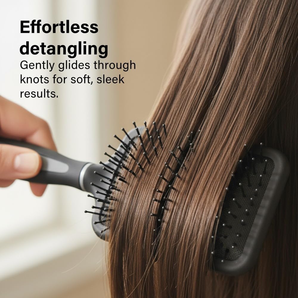 Paddle Hair Brush Professional Detangling Style Soft Rounded Bristles Wide Base