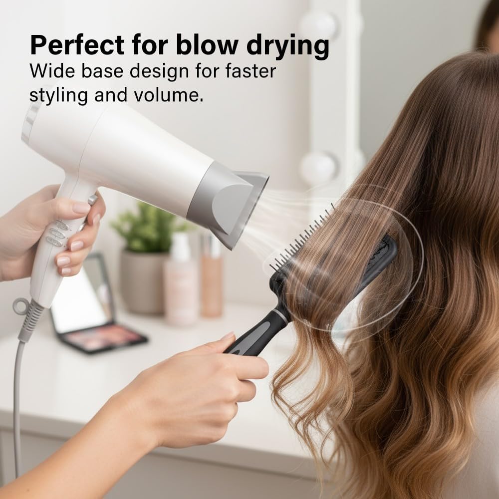 Paddle Hair Brush Professional Detangling Style Soft Rounded Bristles Wide Base